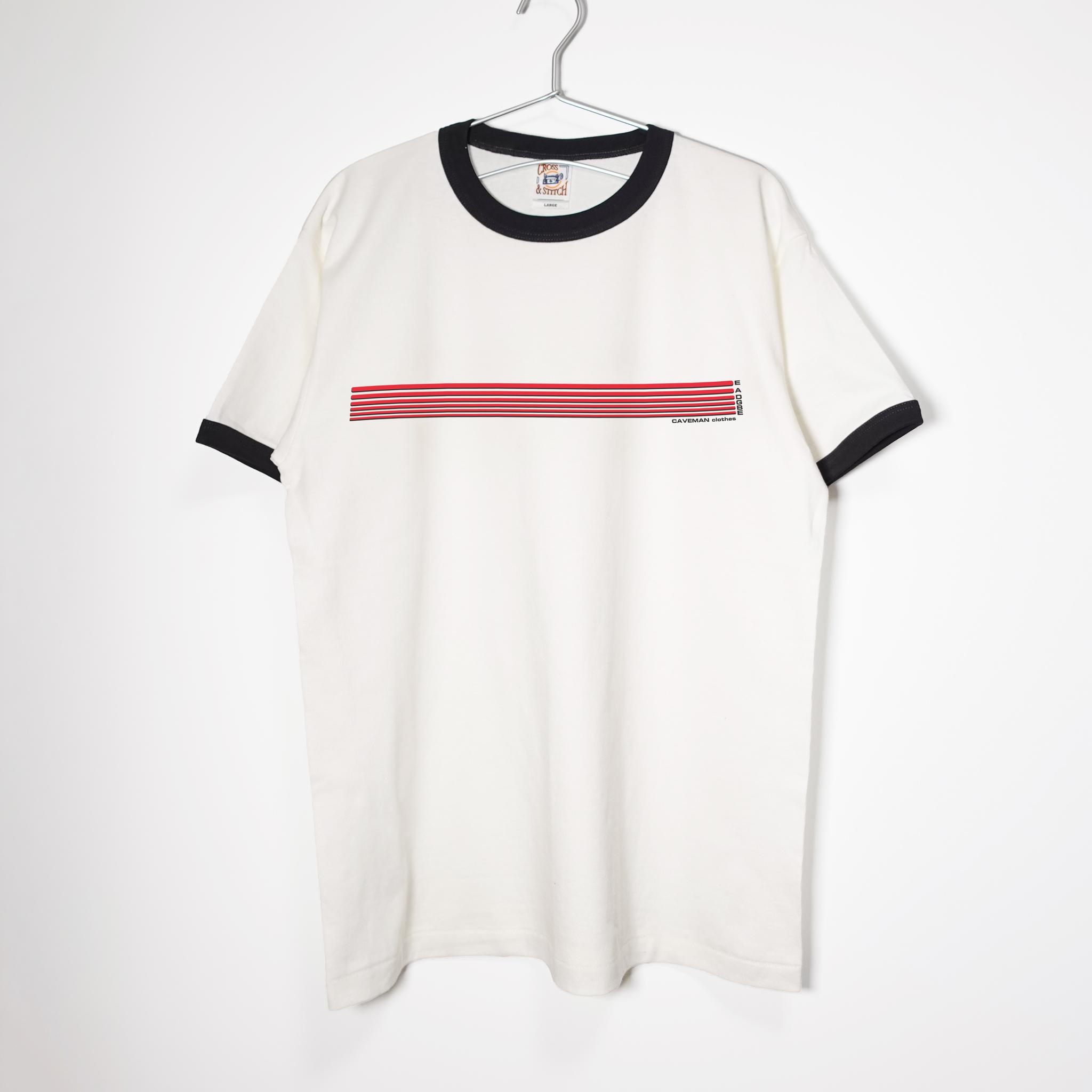 ギターの弦をデザインした音楽系リンガーTシャツ 【ナチュラル×スミクロ】 ヴィンテージ感のあるやや厚め生地 半袖リンガー