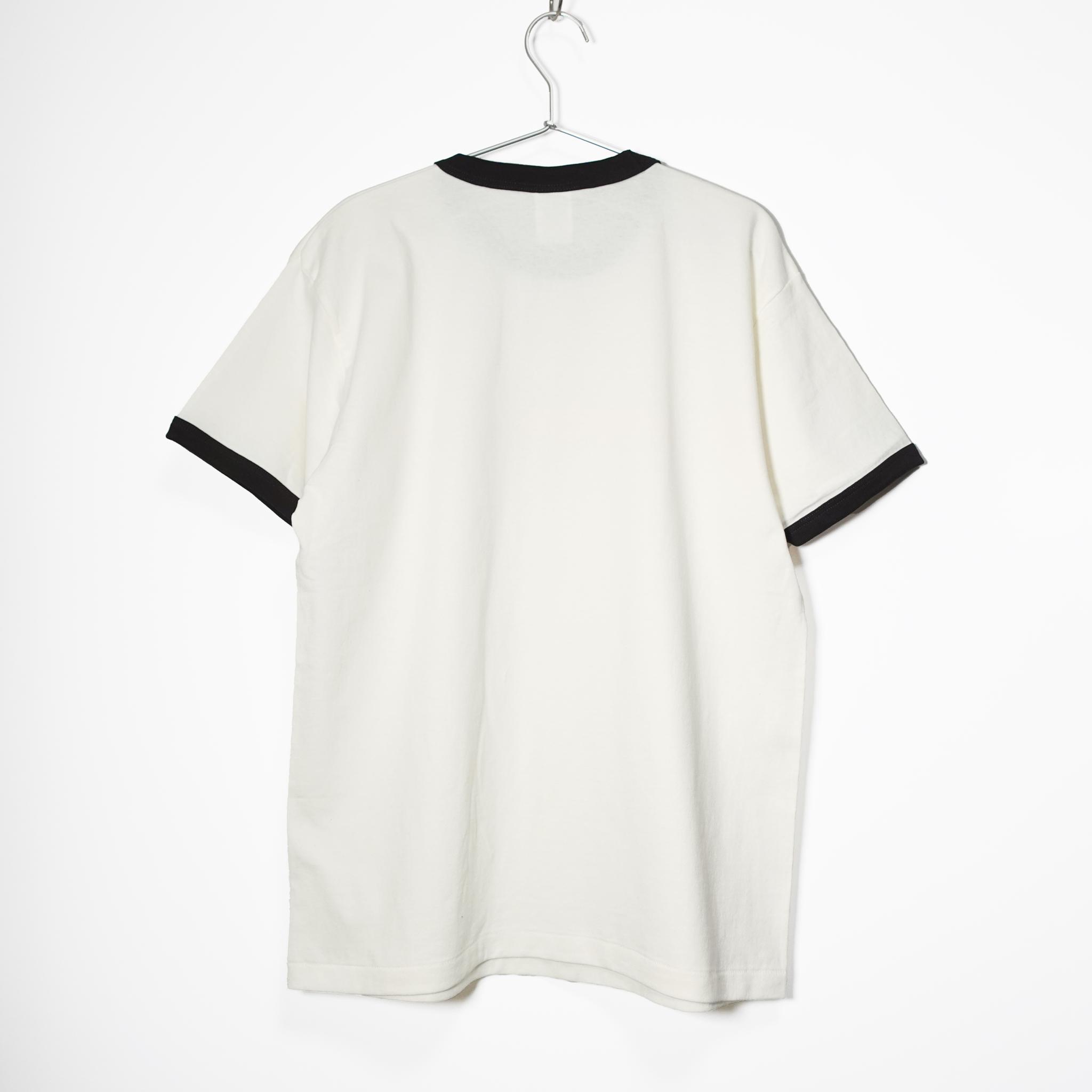 ギターの弦をデザインした音楽系リンガーTシャツ 【ナチュラル×スミクロ】 ヴィンテージ感のあるやや厚め生地 半袖リンガー | 2枚目