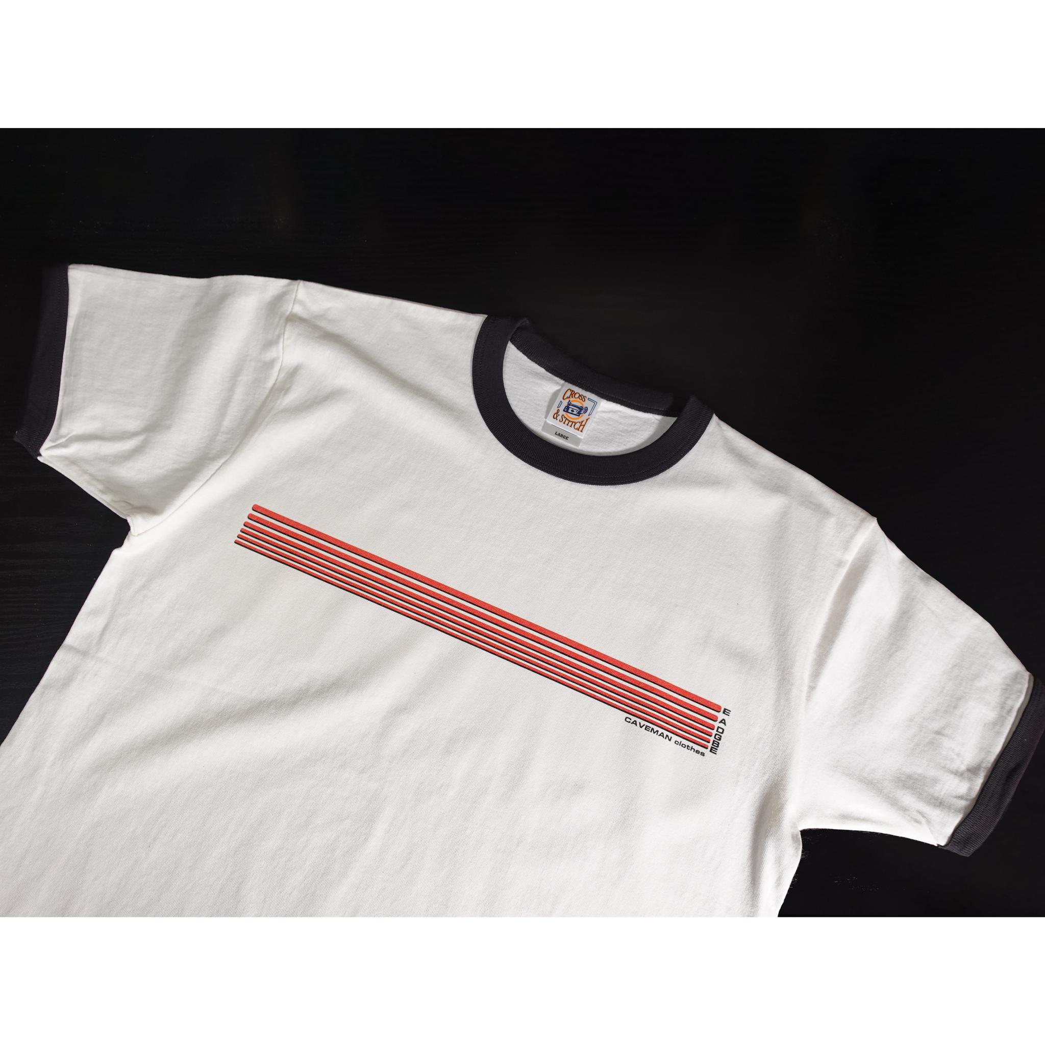 ギターの弦をデザインした音楽系リンガーTシャツ 【ナチュラル×スミクロ】 ヴィンテージ感のあるやや厚め生地 半袖リンガー | 3枚目