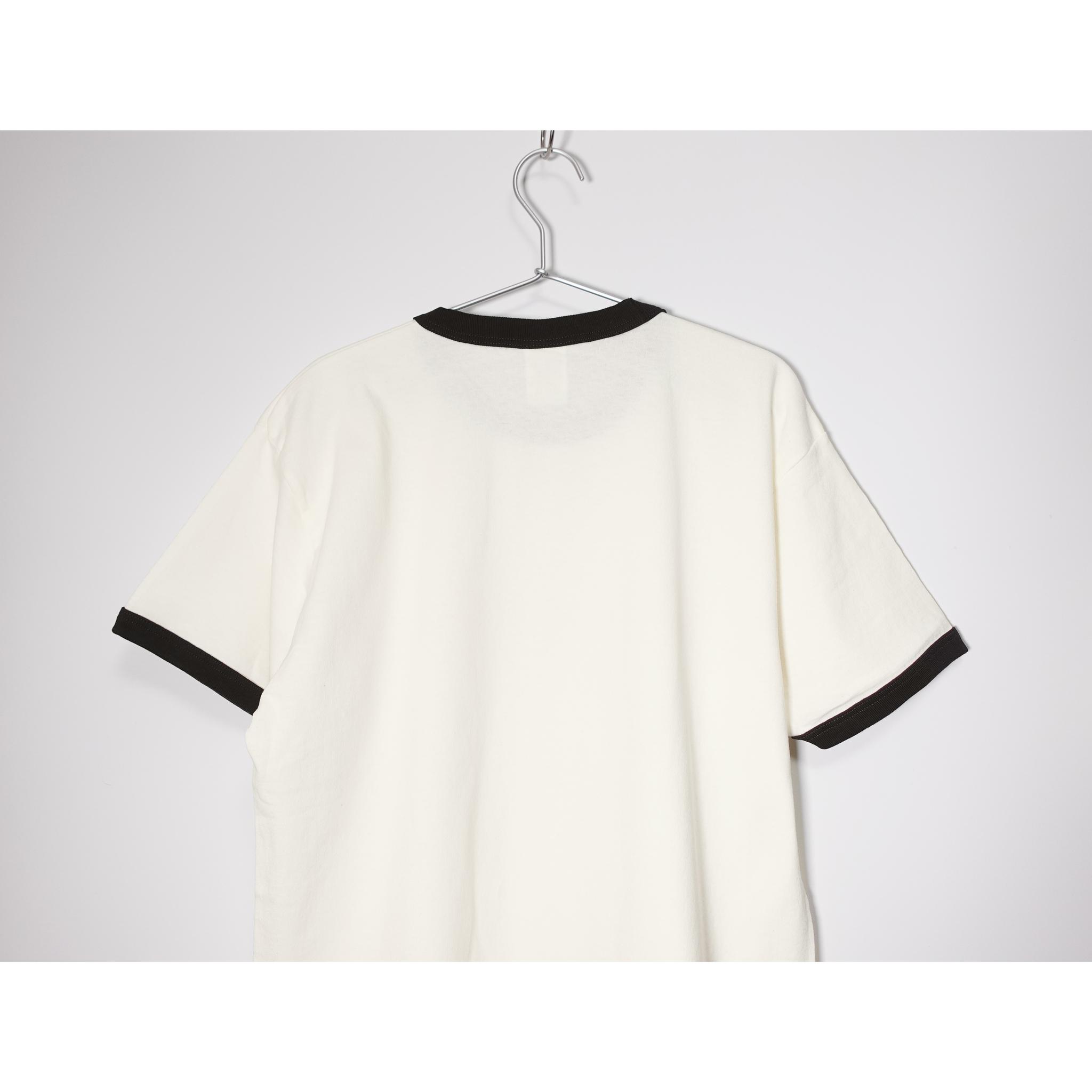 ギターの弦をデザインした音楽系リンガーTシャツ 【ナチュラル×スミクロ】 ヴィンテージ感のあるやや厚め生地 半袖リンガー | 4枚目