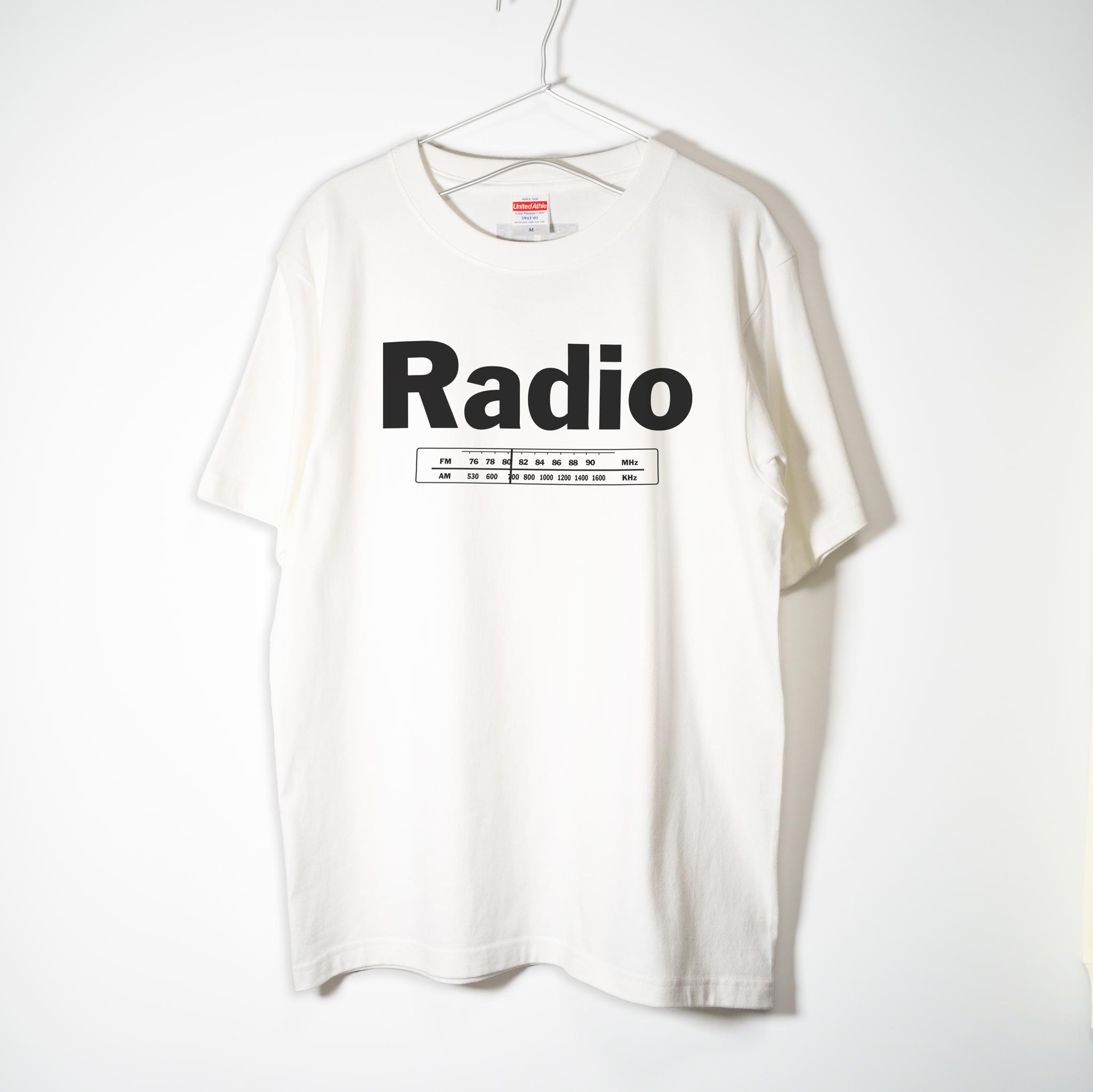 ラジオの選局ダイヤルが可愛い 音楽系Ｔシャツ プレミアム生地【ホワイト】やや厚め生地のハイグレード半袖クルーネック | 2枚目