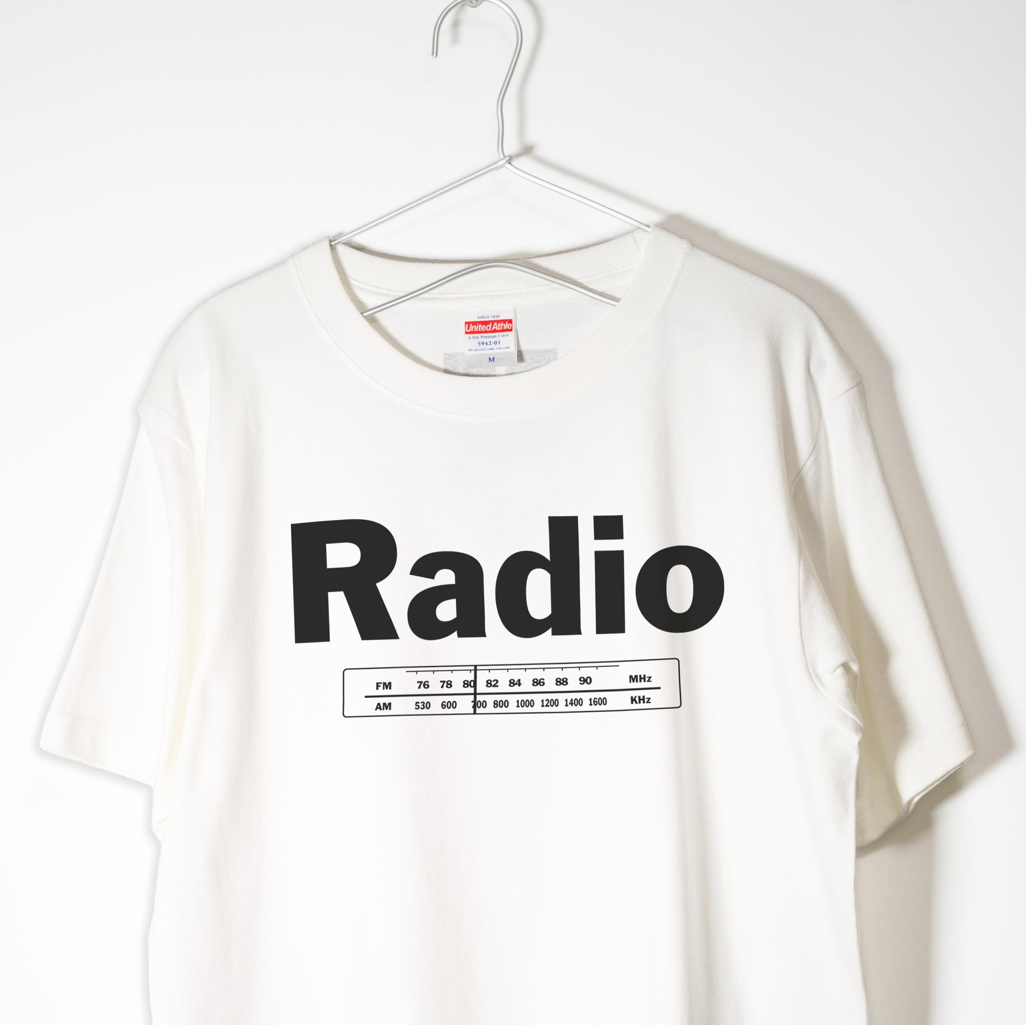 ラジオの選局ダイヤルが可愛い 音楽系Ｔシャツ プレミアム生地【ホワイト】やや厚め生地のハイグレード半袖クルーネック