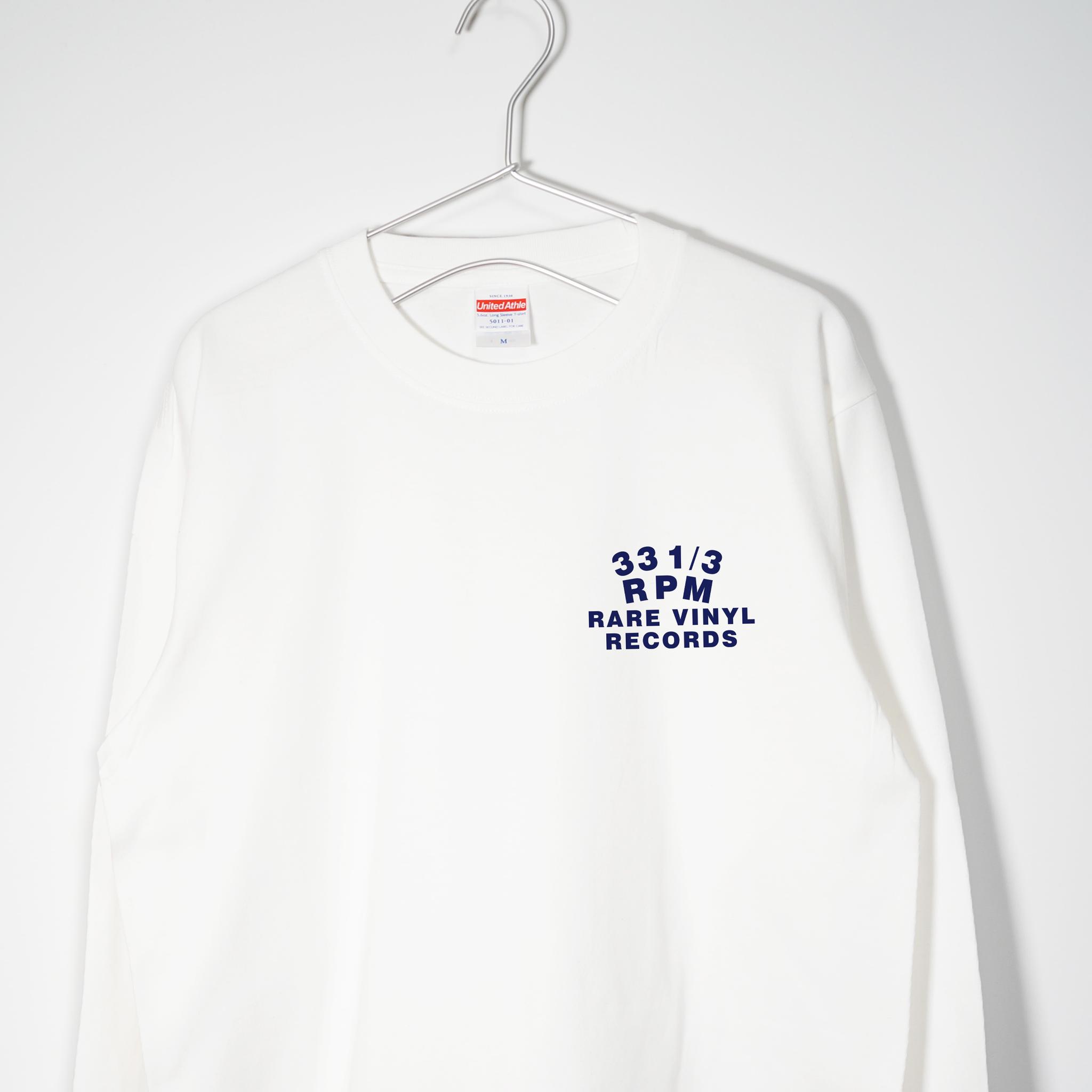 レアなレコードが大好きな方必見 33回転 音楽系ロンT 【ホワイト】 長袖クルーネック リブ袖 ビッグサイズもあり1枚目の画像