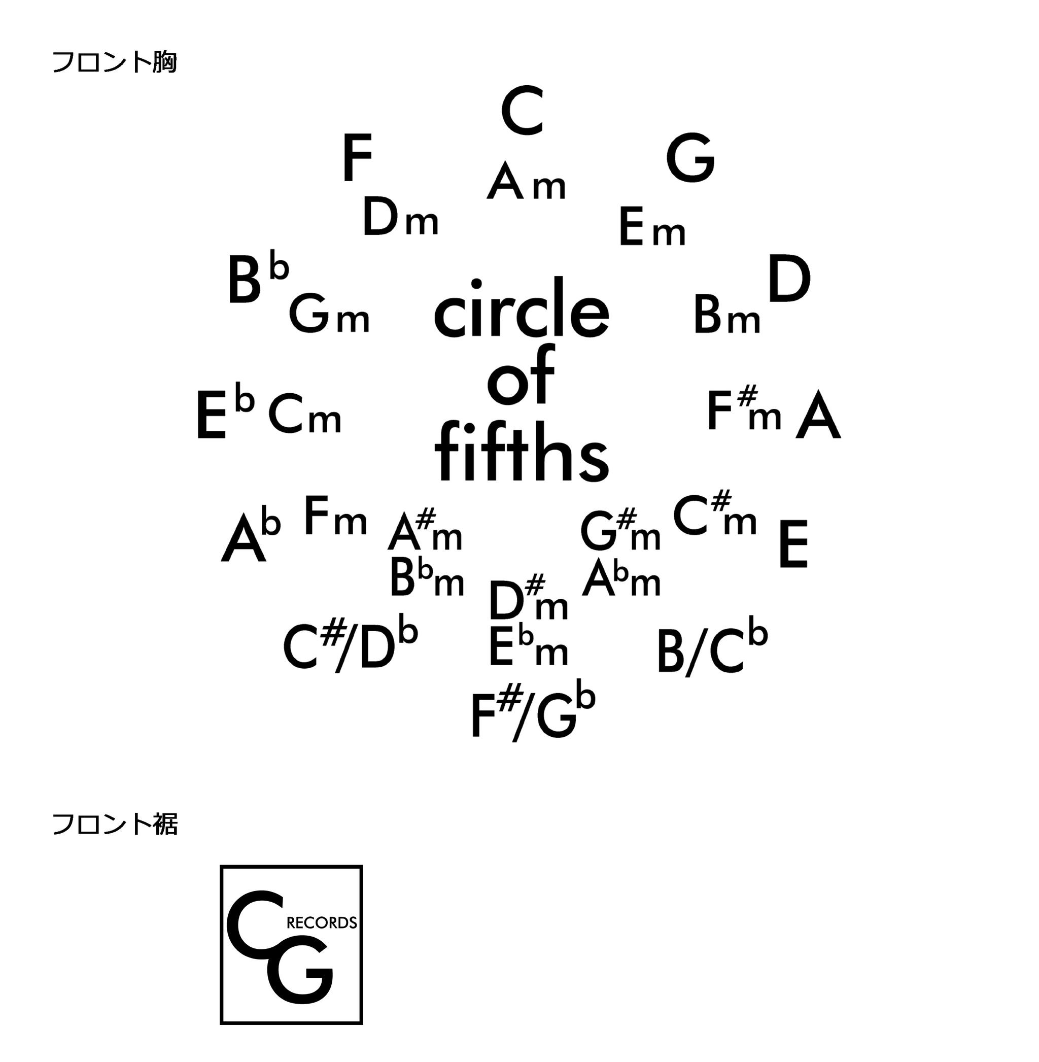 音楽理論系Ｔシャツ サークル・オブ・ フィフス　ロンT【ホワイト】 長袖クルーネック リブ袖 ビッグサイズもあり | 5枚目