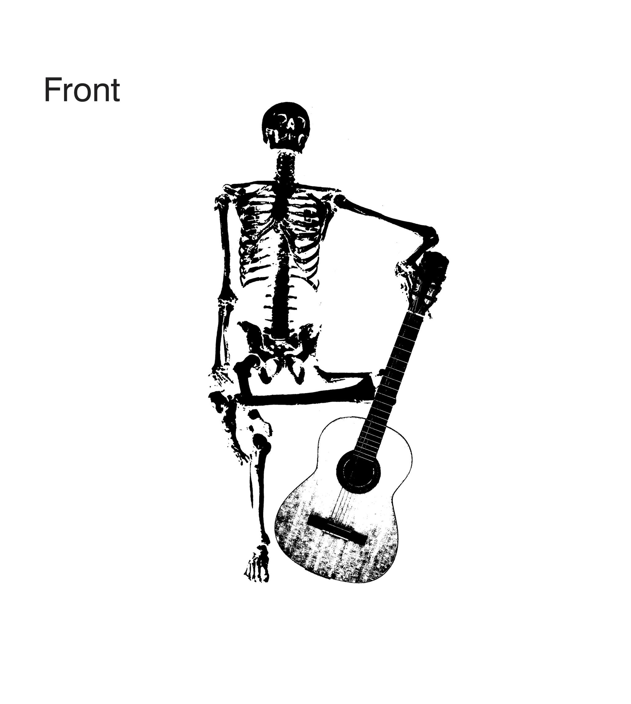 骸骨とギターの音楽系Ｔシャツ   【ホワイト】ロンT 長袖クルーネック リブ袖 ビッグサイズもあり | 5枚目