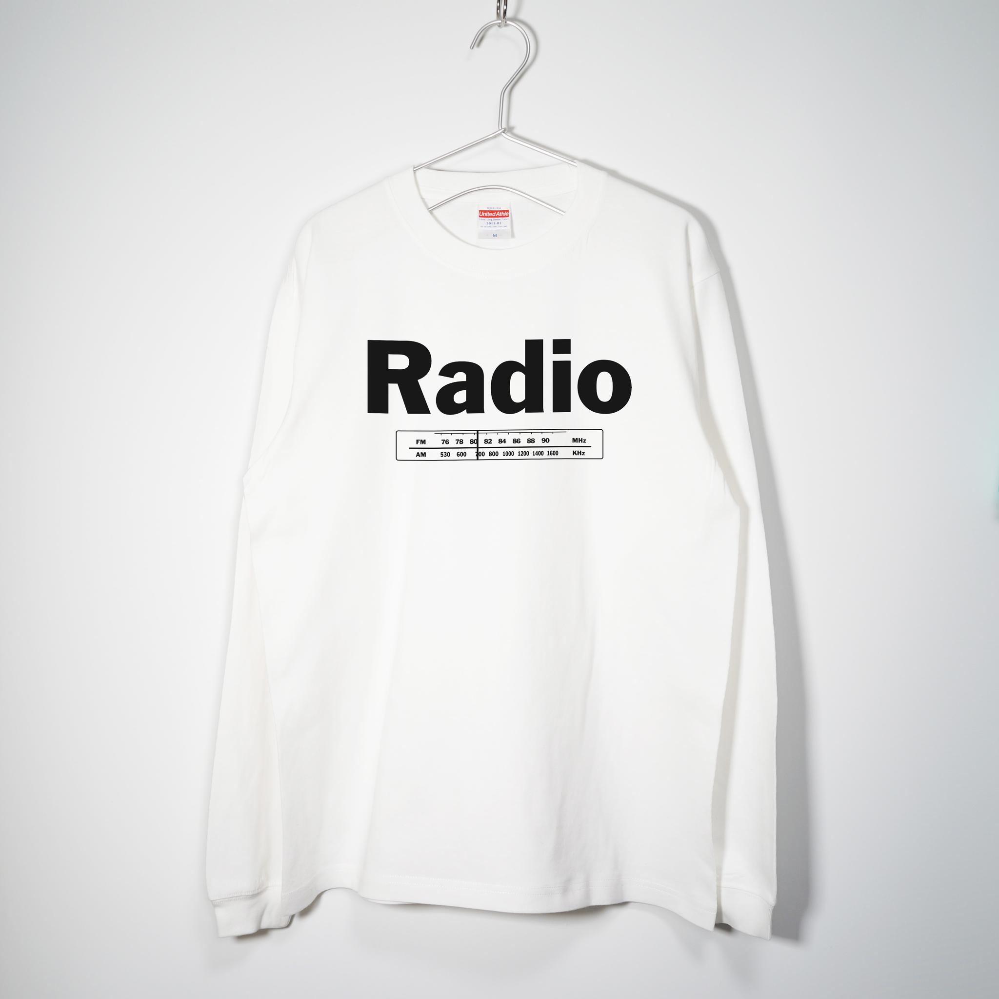 ラジオの選局ダイヤルが可愛い 音楽系Ｔシャツ ロンT 【ホワイト】 長袖クルーネック リブ袖 ビッグサイズもあり1枚目の画像