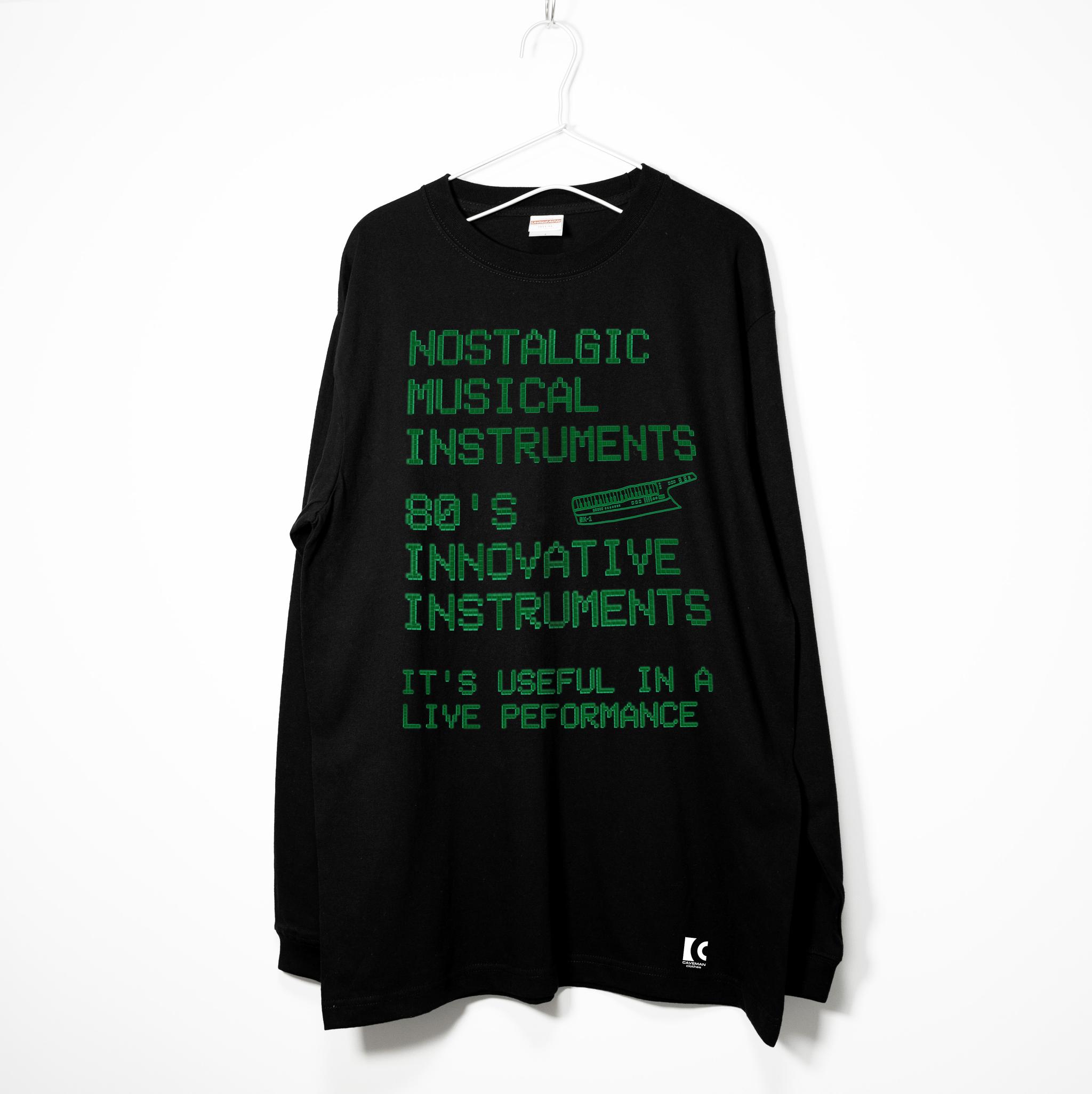 ショルダーキーボードがテーマのサイバーな音楽系Ｔシャツ ロンT 【ブラック】 長袖クルーネック リブ袖 ビッグサイズあり | 2枚目