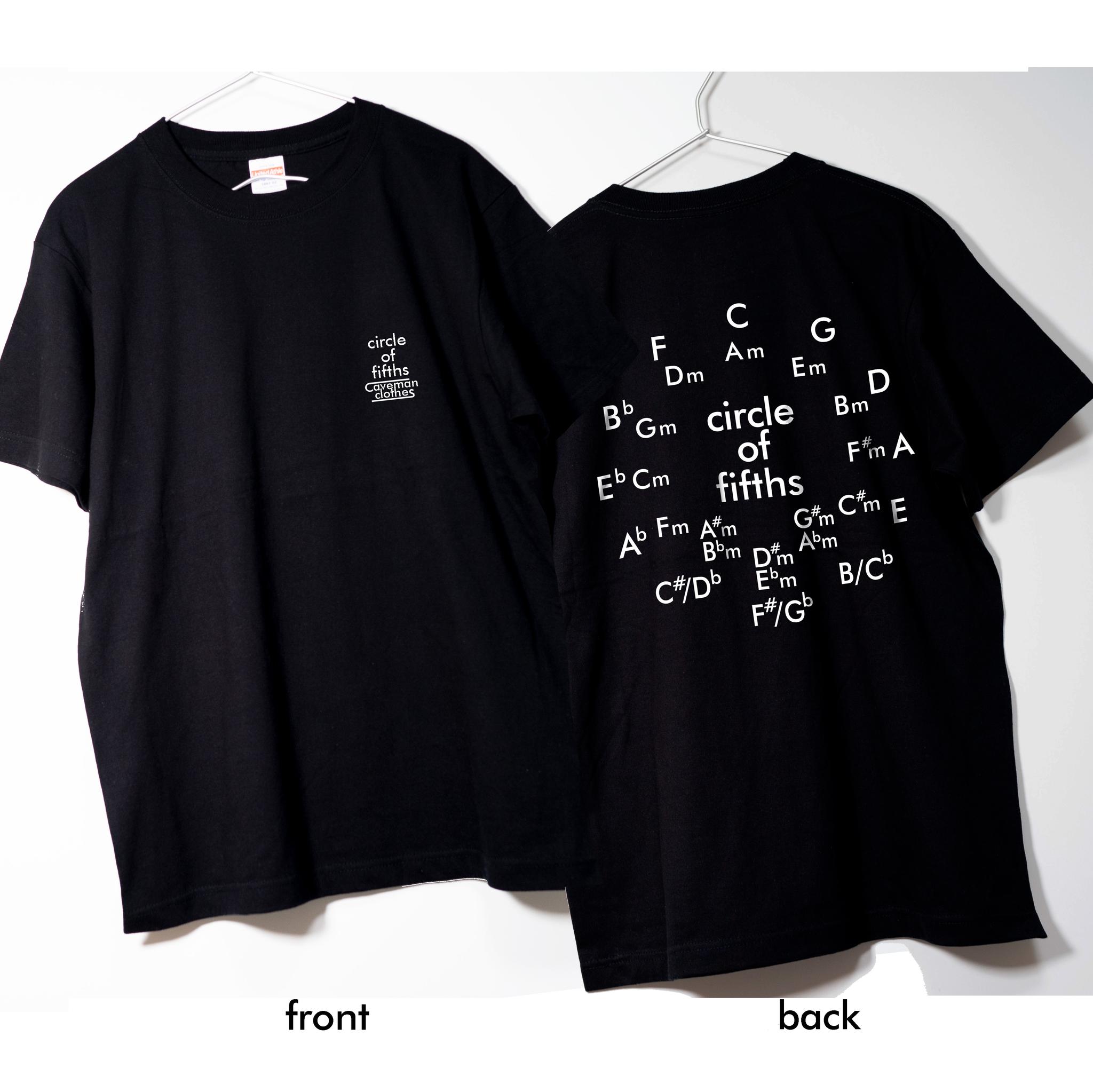 音楽理論系Ｔシャツ サークル・オブ・フィフス 【ブラック】 両面プリント　クルーネック　メンズ・レディース有