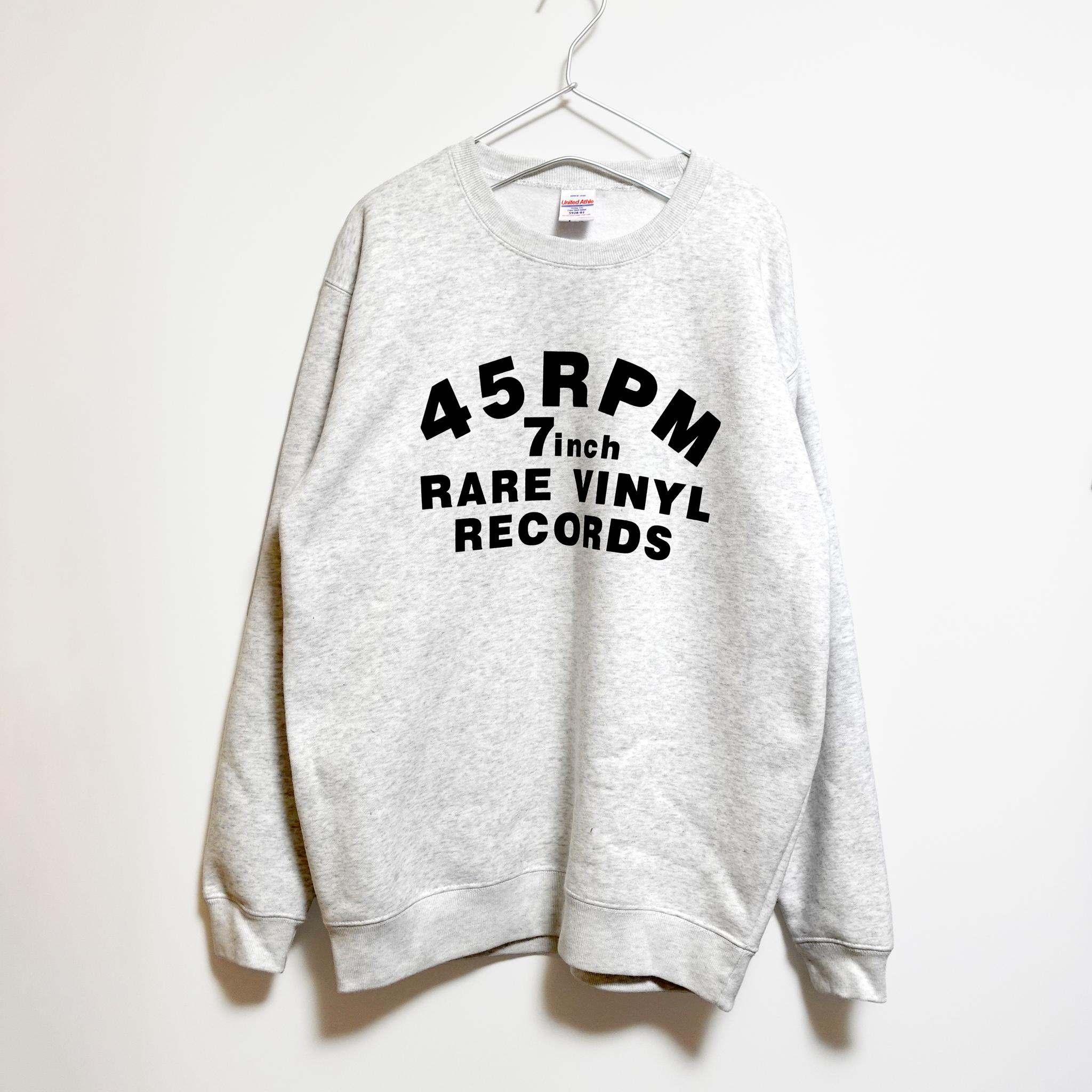 ※裏地が選べる！ 45回転7インチ盤の音楽系スウェット【アッシュ】裏起毛か裏パイルを選べます