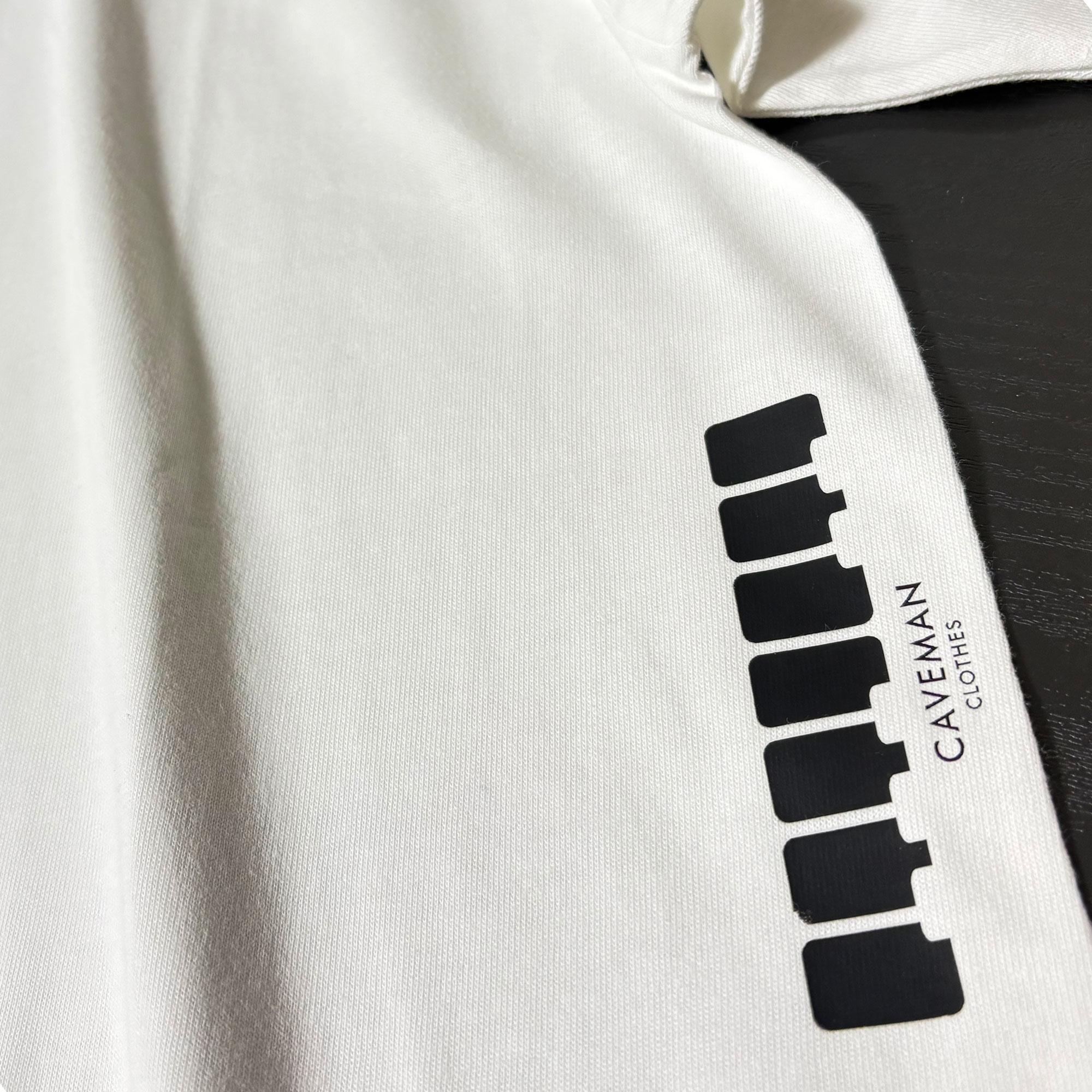 鍵盤柄のワンポイントボーダーがおしゃれな音楽系Ｔシャツ プレミアム生地【ホワイト】やや厚め生地 半袖クルーネック | 4枚目