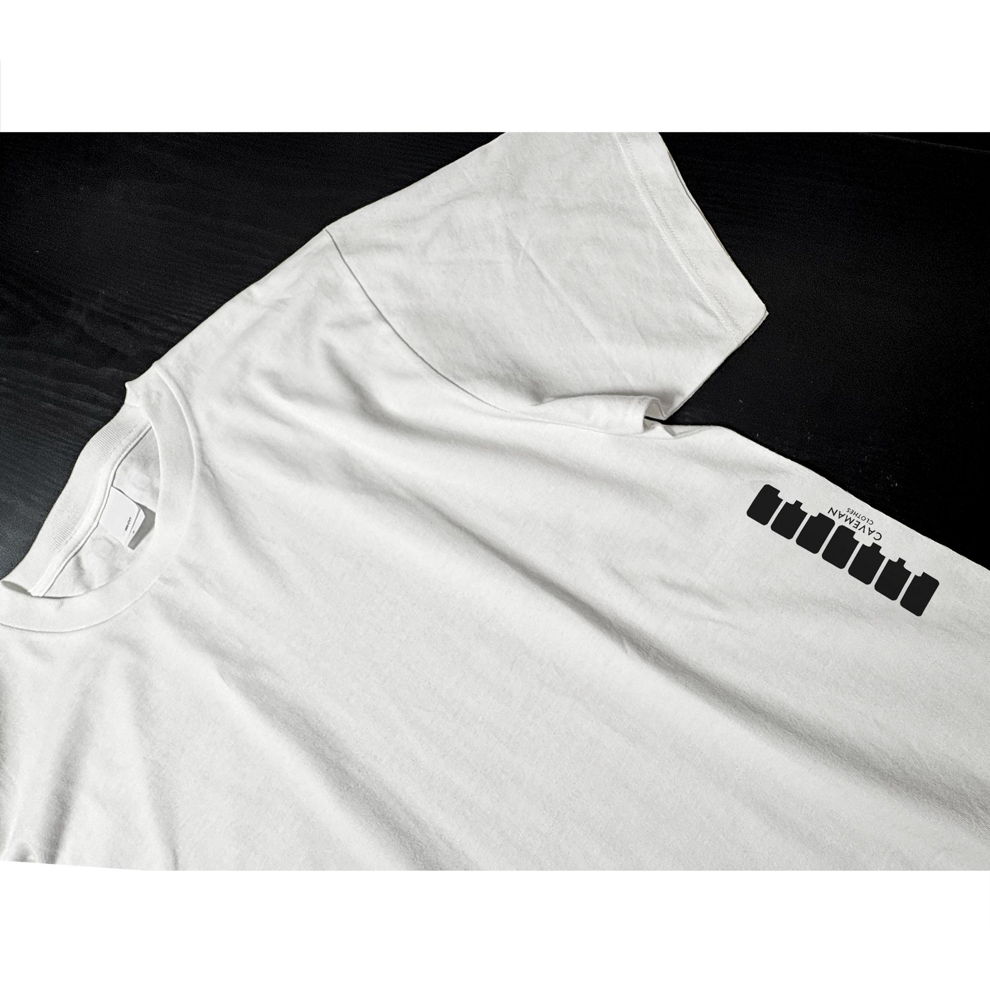 鍵盤柄のワンポイントボーダーがおしゃれな音楽系Ｔシャツ プレミアム生地【ホワイト】やや厚め生地 半袖クルーネック