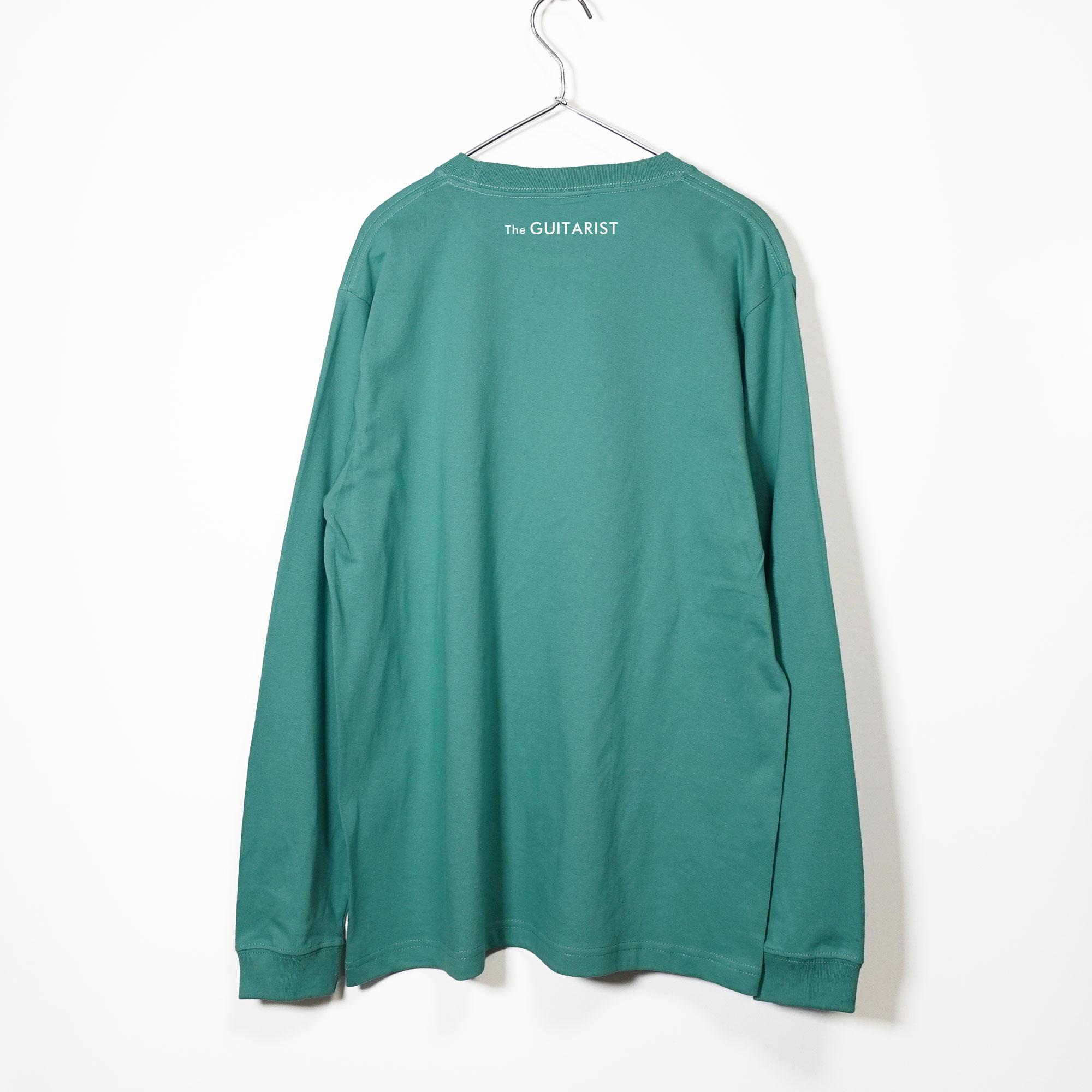 ギターのチューニング音をネックにプリントした音楽系ロンT【ヘイジーグリーン】やや厚め生地 長袖クルーネック | 3枚目