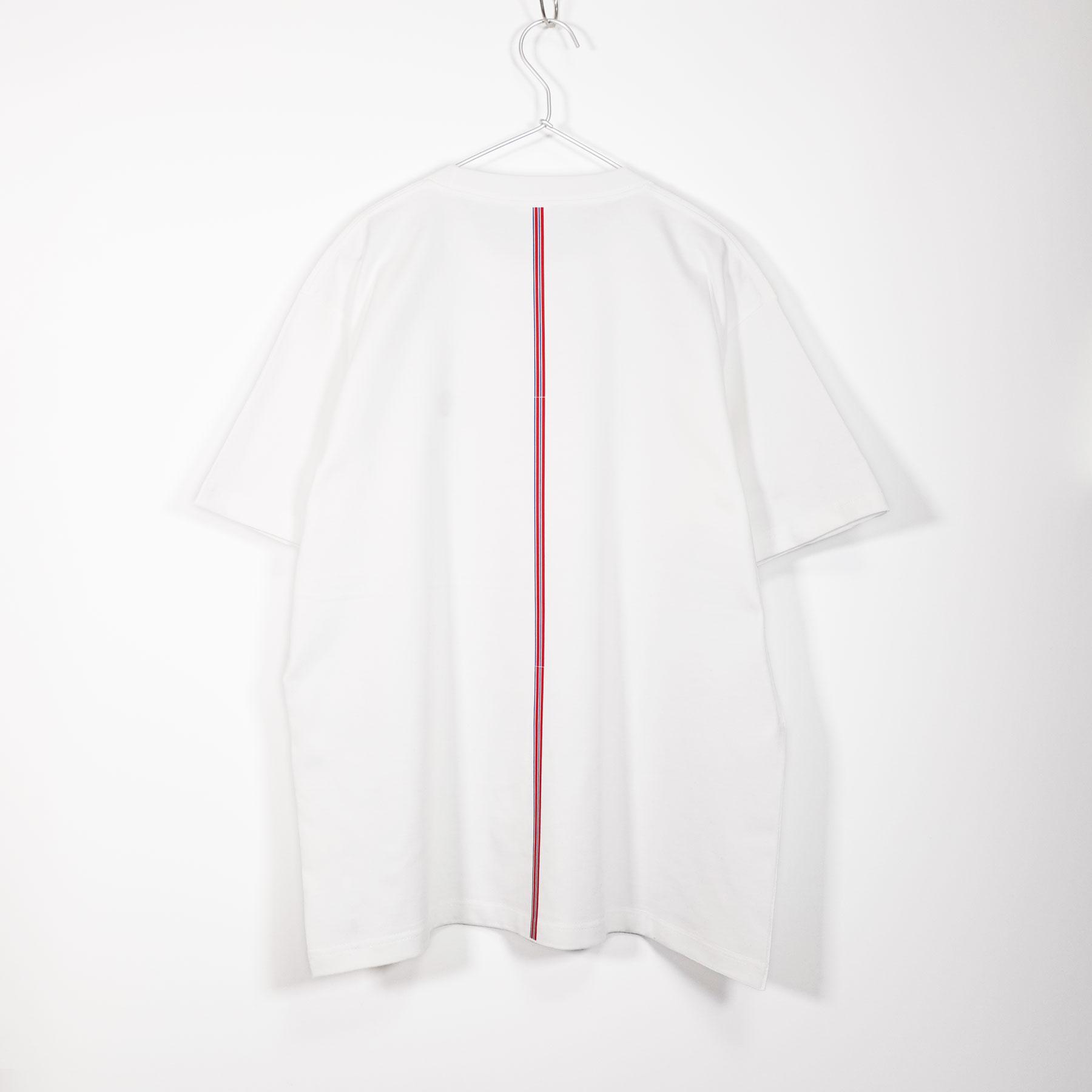 背中のストライプがカッコいい 英国系音楽系Ｔシャツ プレミアム生地【ホワイト】やや厚め生地 半袖クルーネック | 5枚目