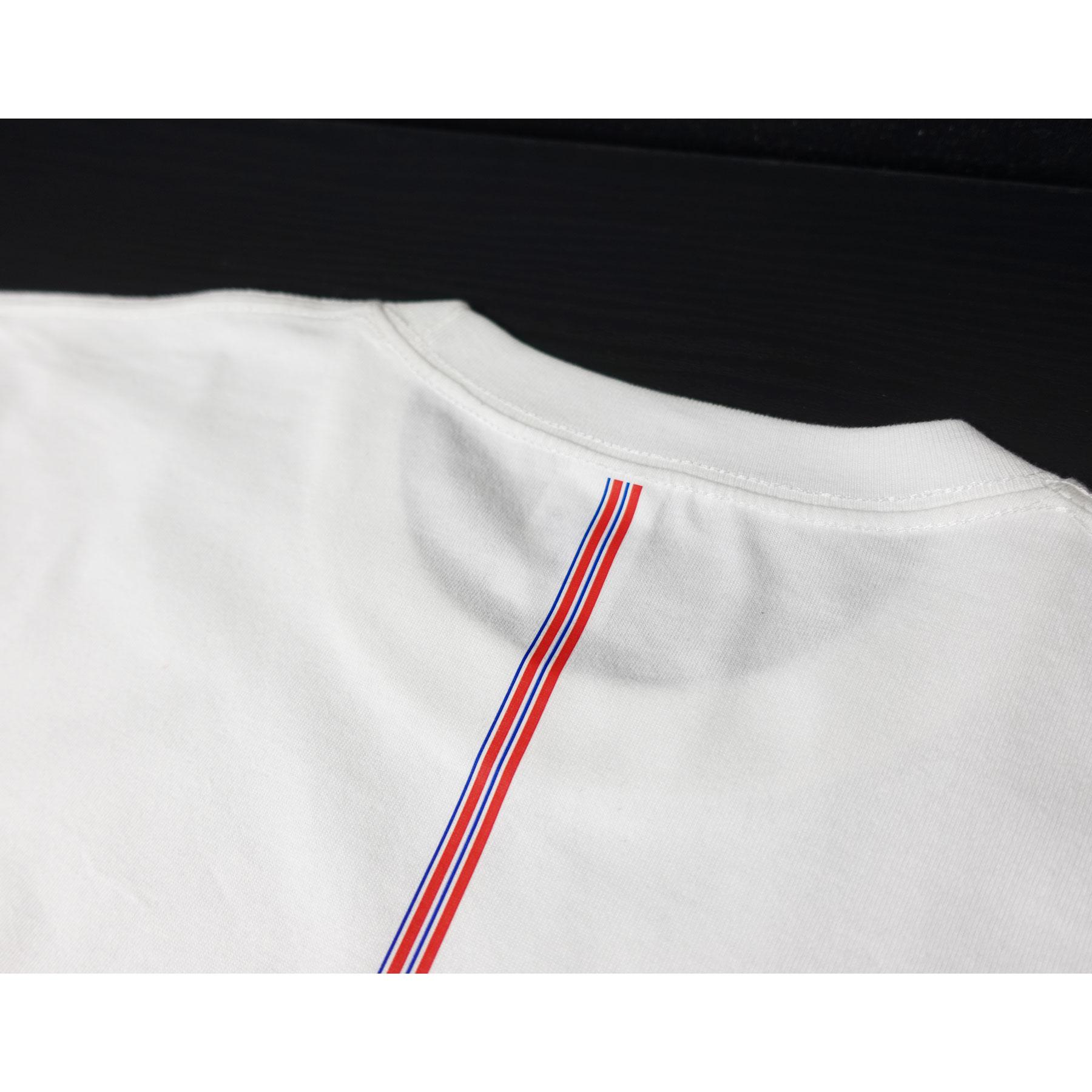 背中のストライプがカッコいい 英国系音楽系Ｔシャツ プレミアム生地【ホワイト】やや厚め生地 半袖クルーネック | 8枚目