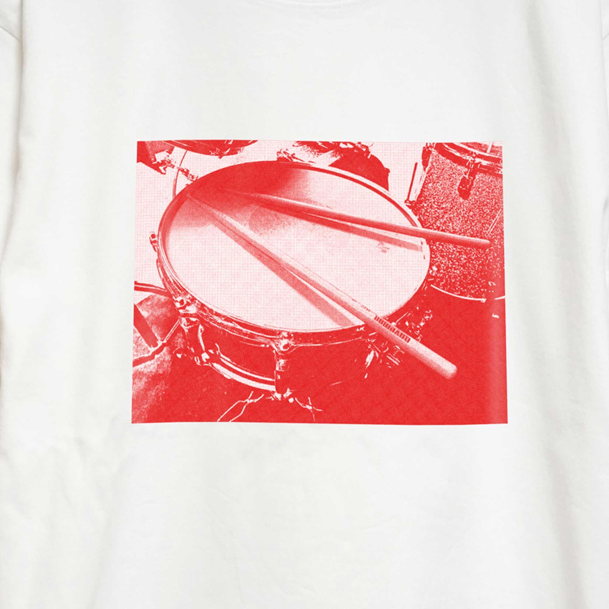 アートなドラムのフォトデザイン② 音楽系Ｔシャツ プレミアム生地【ホワイト】やや厚め生地のハイグレード半袖クルー | 2枚目