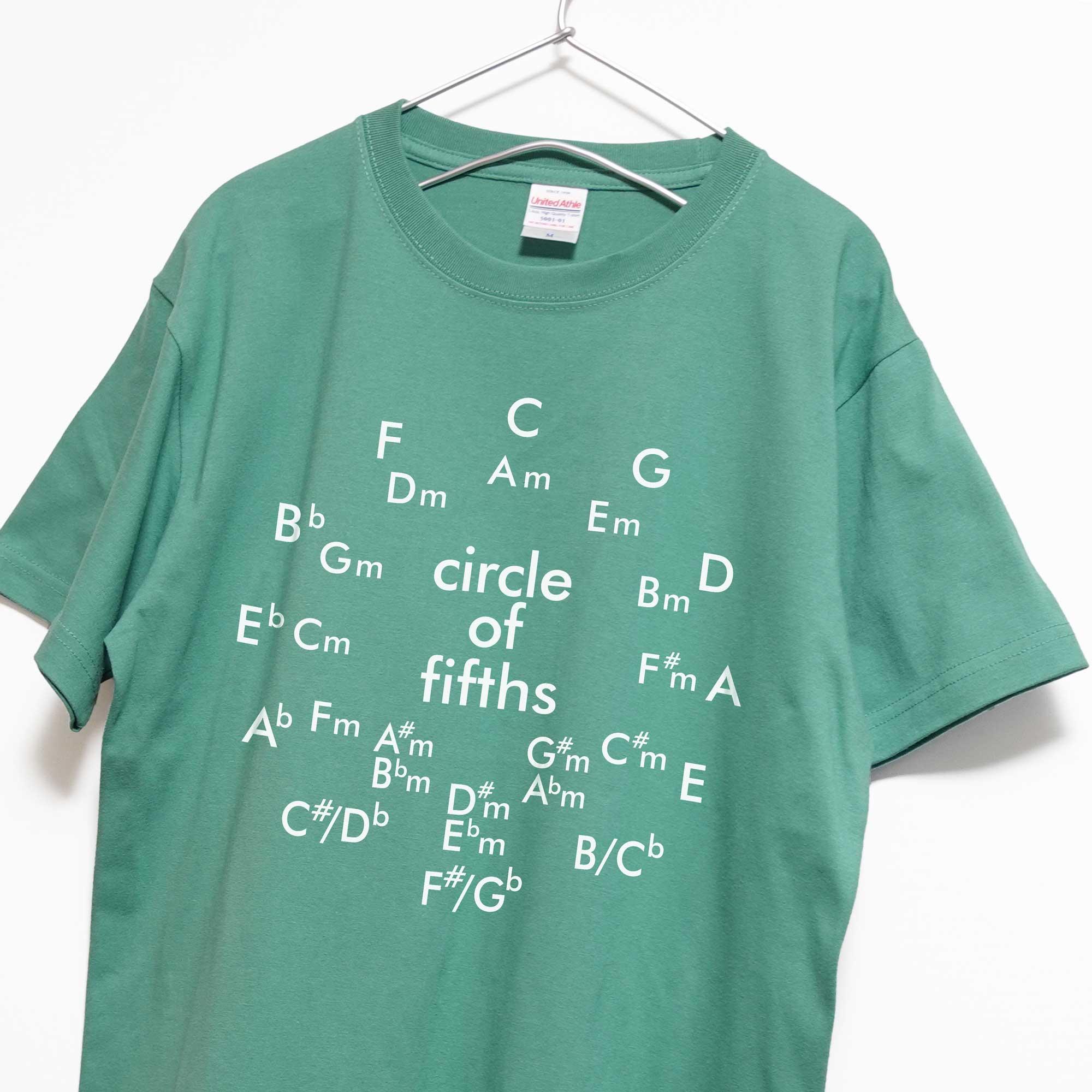 ※限定色 音楽理論系Ｔシャツ サークル・オブ・フィフス 【ヘイジーグリーン】  クルーネック ユニセックス