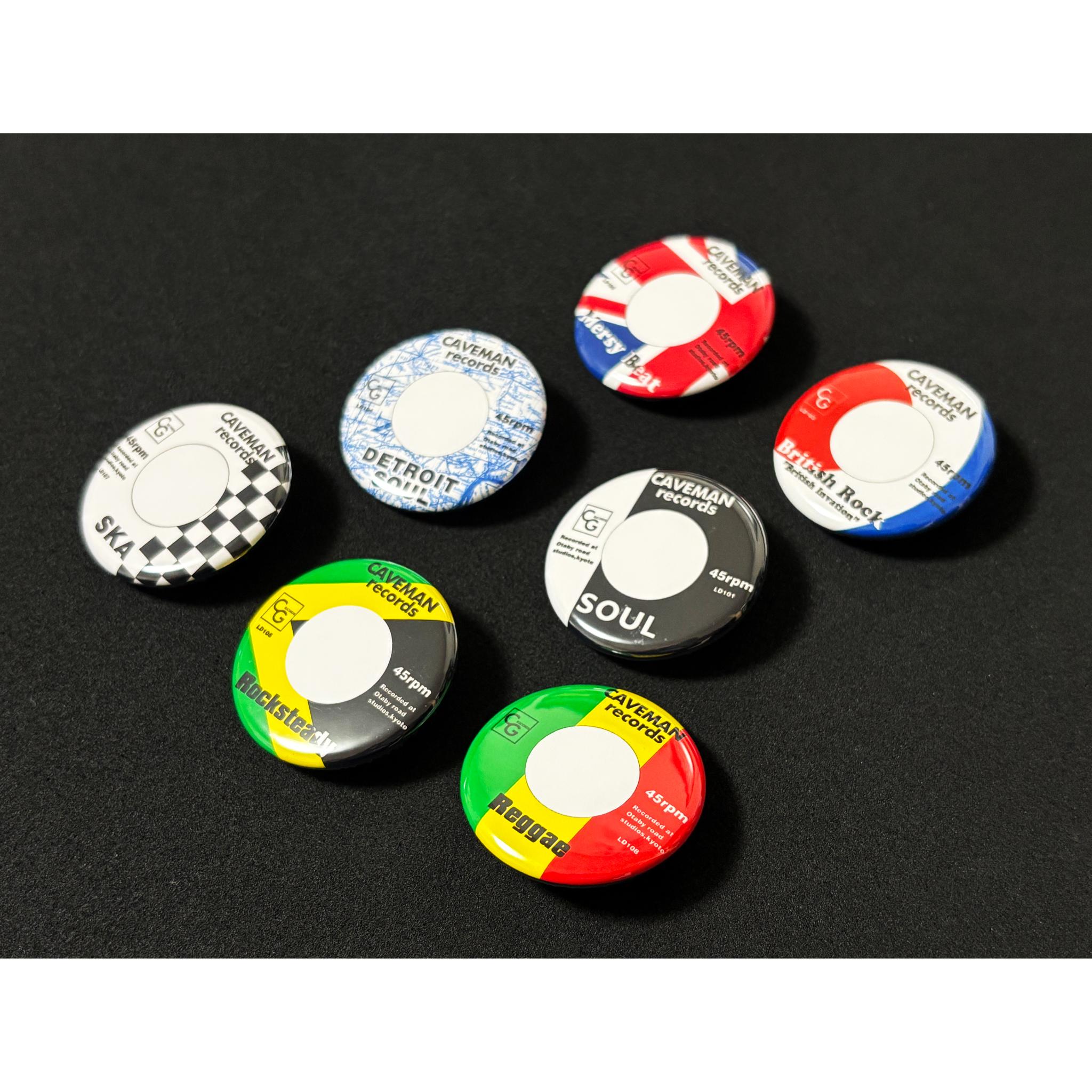 レコードのレーベルデザイン　音楽ジャンルの缶バッジ 2点セット | 3枚目