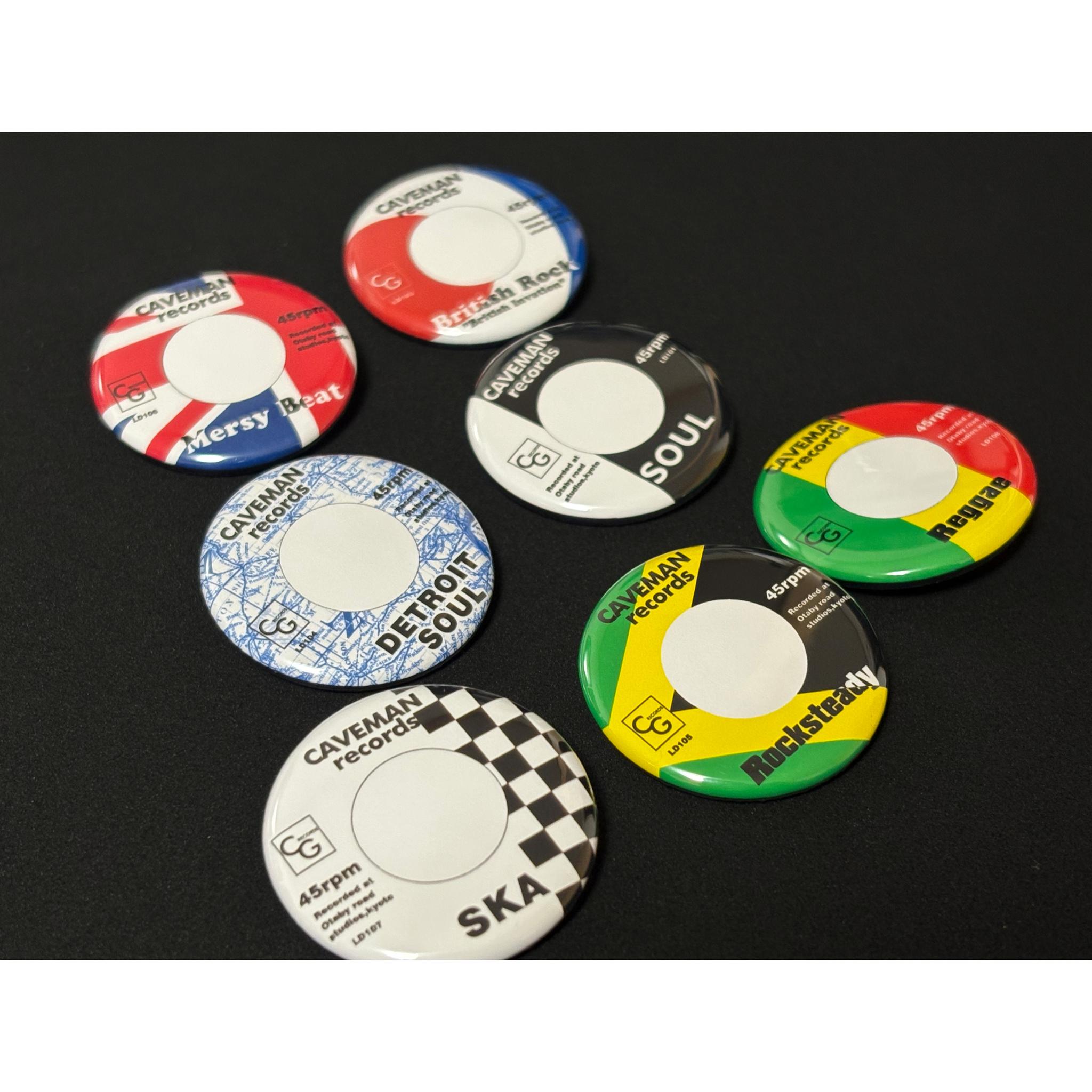 レコードのレーベルデザイン　音楽ジャンルの缶バッジ 2点セット | 4枚目