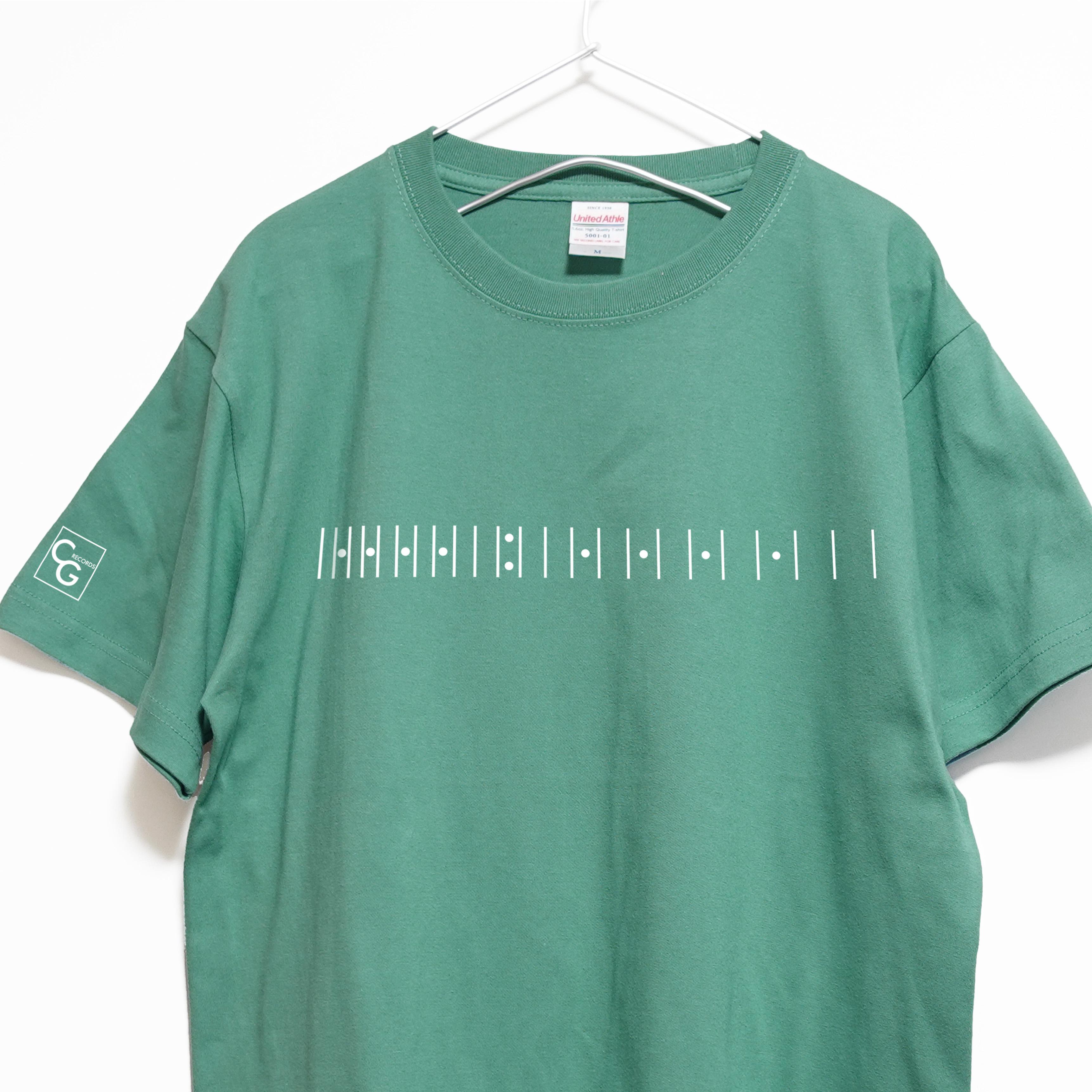 ※限定色 ギターのフレットをデザインした音楽系Ｔシャツ 【ヘイジーグリーン】  クルーネック ユニセックス1枚目の画像