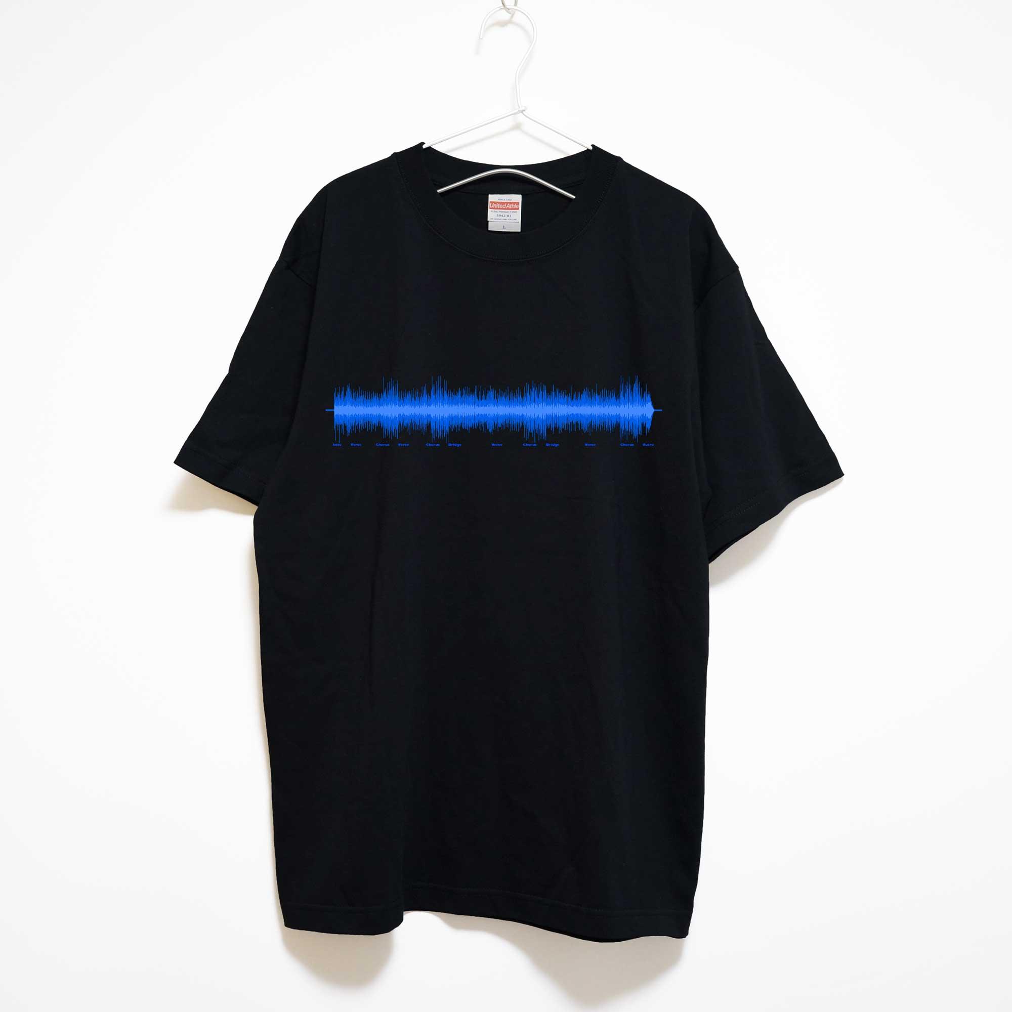 音の波形をデザインした音楽系Ｔシャツ プレミアム生地 【ブラック】 やや厚め生地 半袖クルーネック | 2枚目