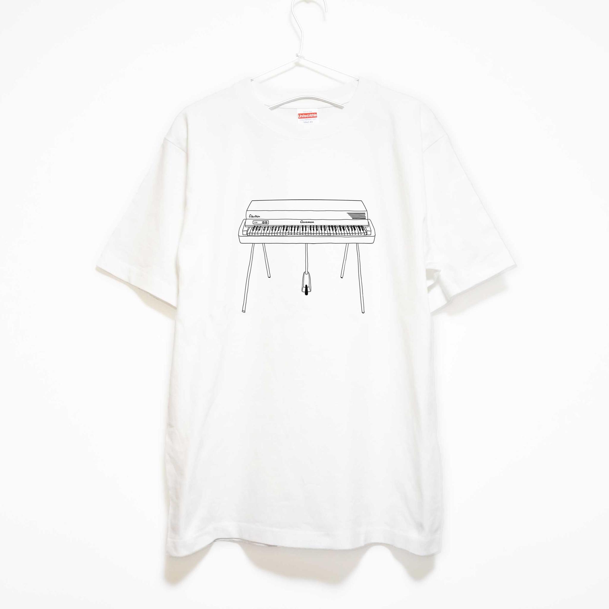 エレクトリックピアノのイラスト　音楽系Ｔシャツ プレミアム生地 【ホワイト】 やや厚め生地 半袖クルーネック | 2枚目