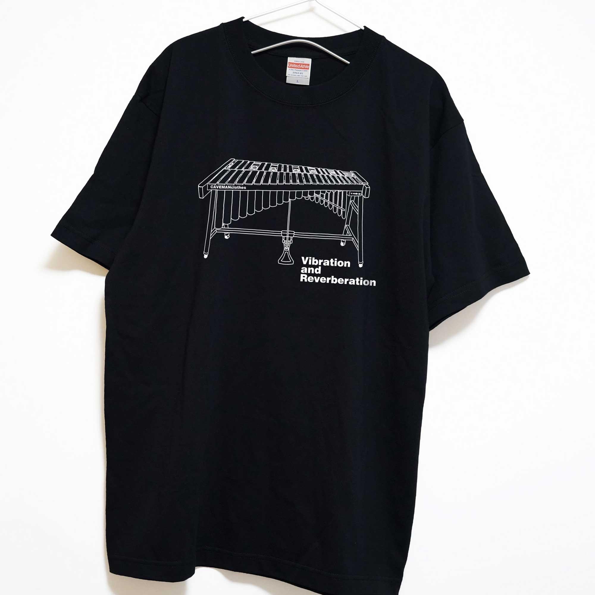 ヴィブラフォンのイラスト 音楽系Ｔシャツ プレミアム生地 【ブラック】 やや厚め生地 半袖クルーネック