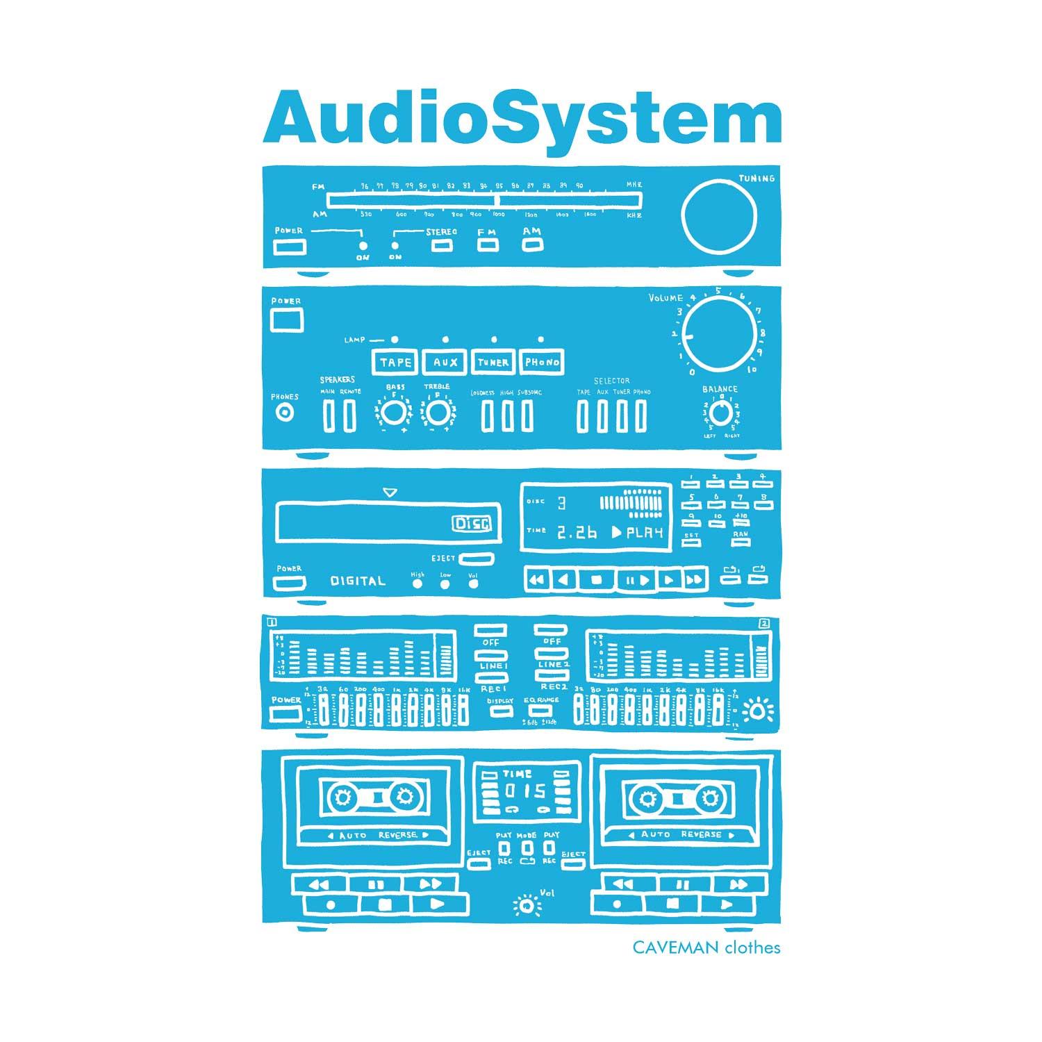 オーディオコンポのイラスト 音楽系Ｔシャツ② プレミアム生地 両面プリント【ホワイト】 やや厚め生地 半袖クルー | 5枚目