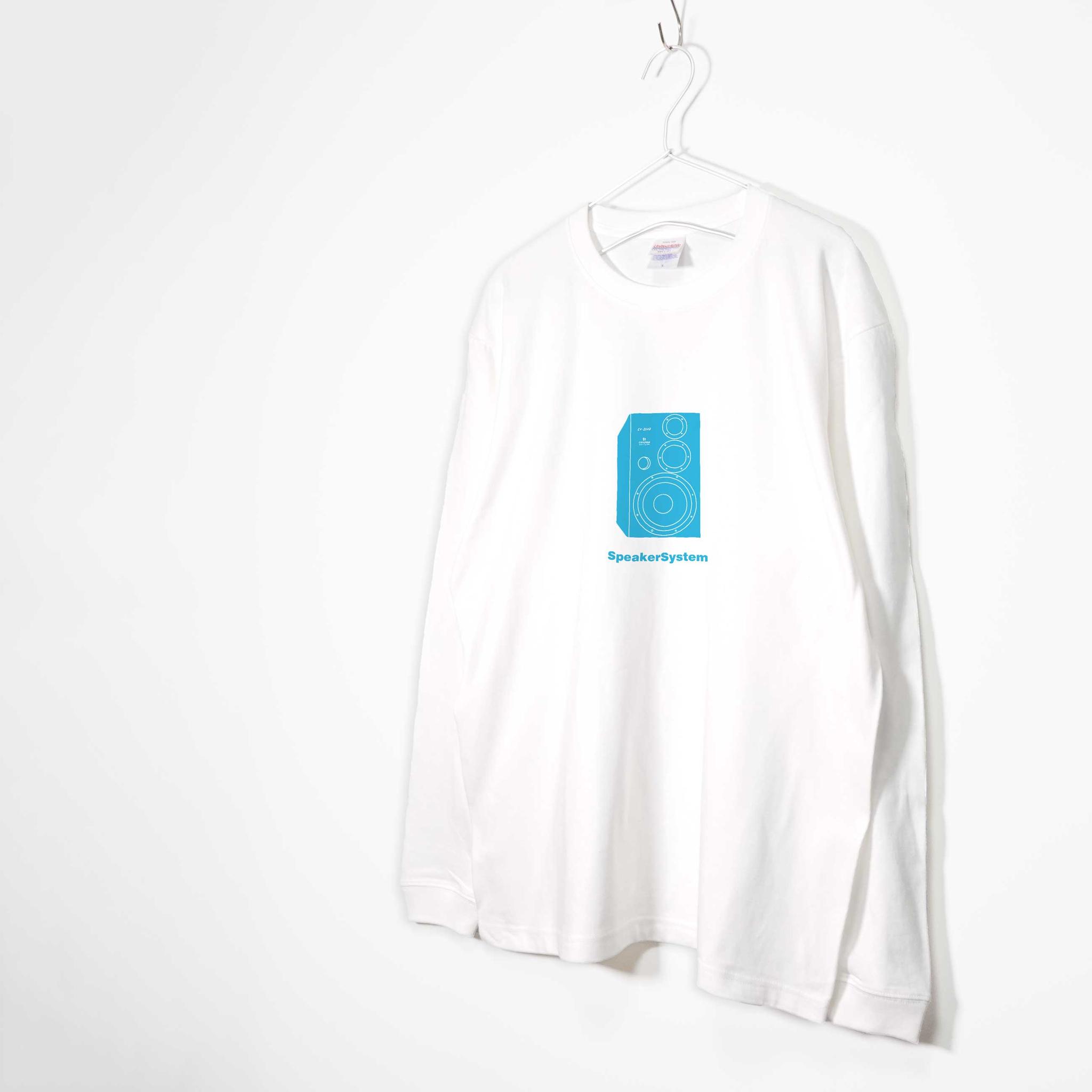 オーディオコンポのイラストデザイン 音楽系Ｔシャツ ロンT 【ホワイト】 長袖クルーネック リブ袖 ビッグサイズあり | 2枚目