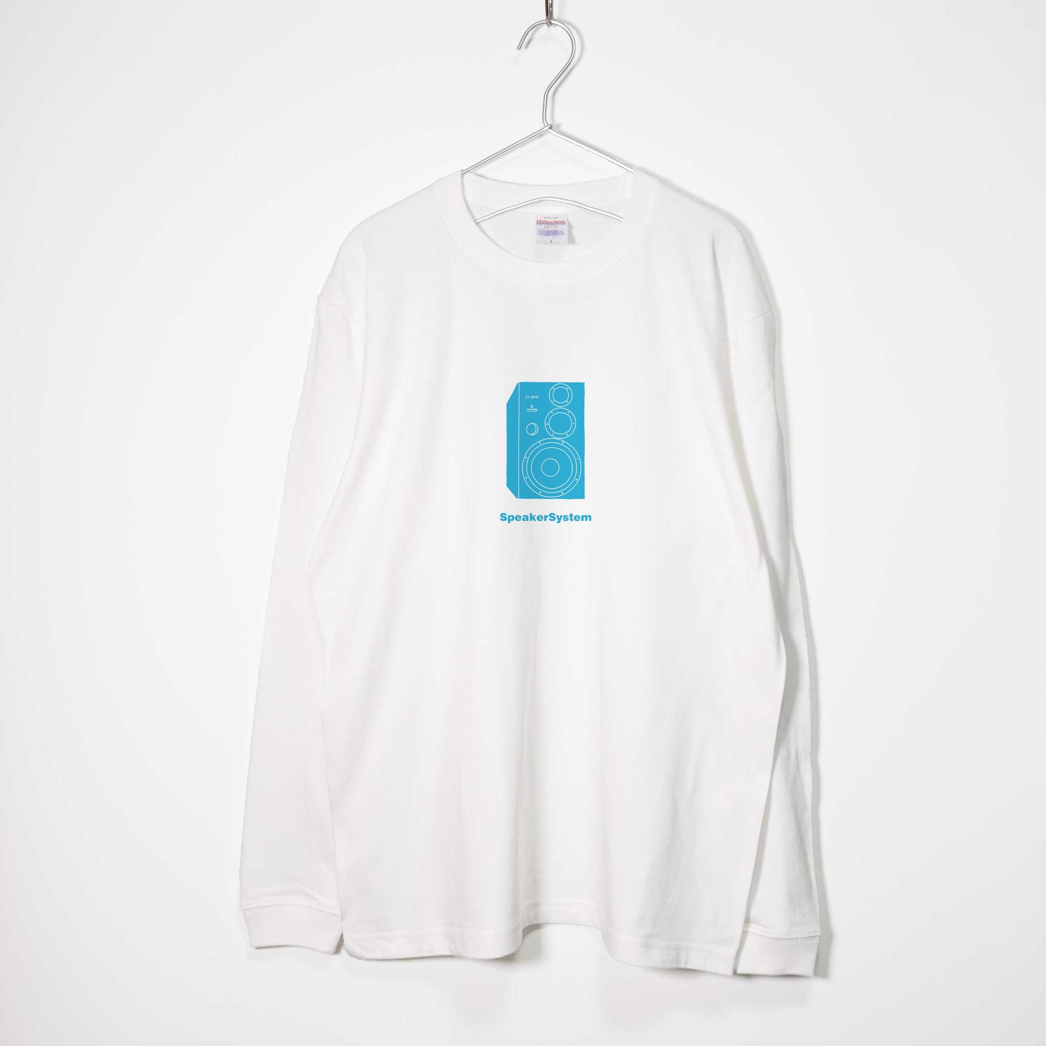 オーディオコンポのイラストデザイン 音楽系Ｔシャツ ロンT 【ホワイト】 長袖クルーネック リブ袖 ビッグサイズあり | 4枚目