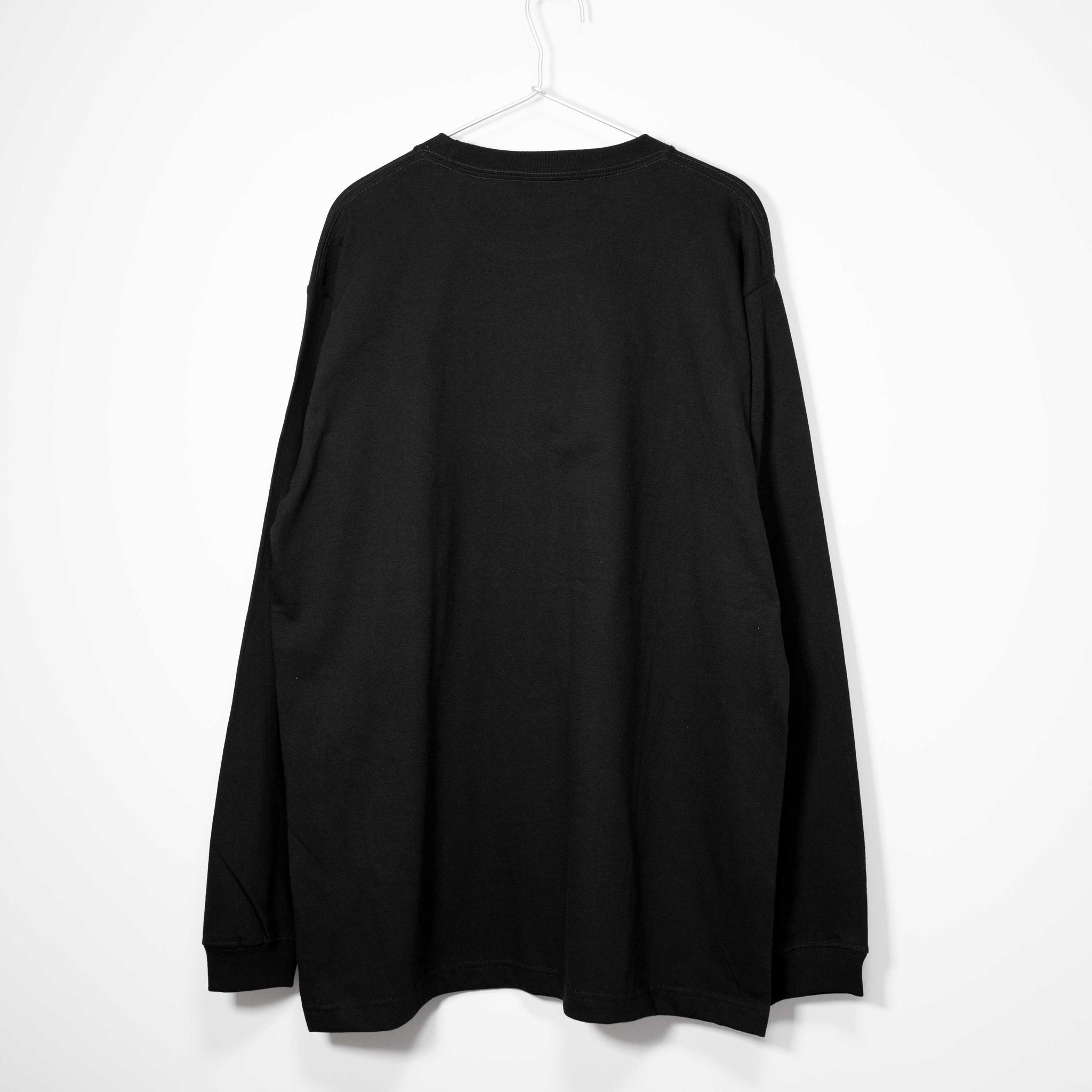 セミアコギターのポップな刺繍Ｔシャツ 音楽系ロンT 【ブラック】 長袖クルーネック リブ袖 ビッグサイズあり | 5枚目