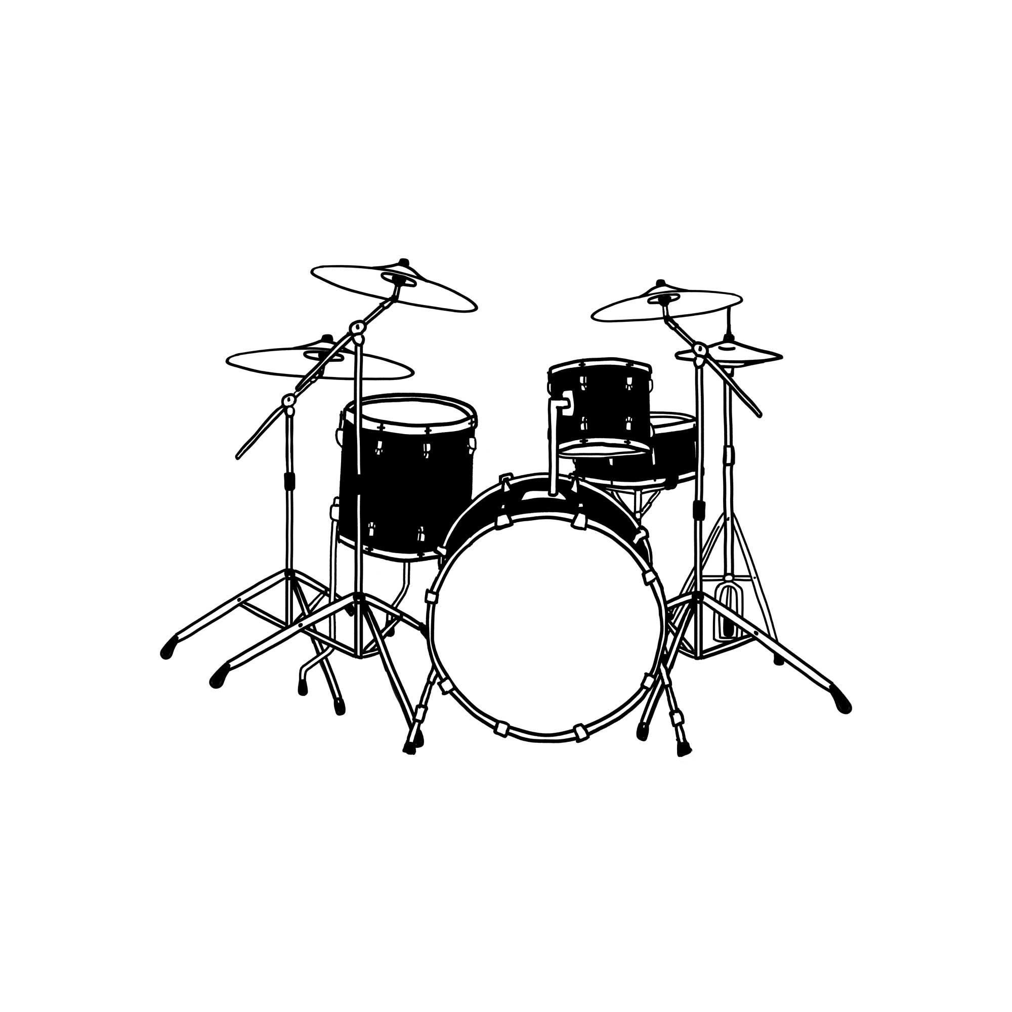 バンドの心臓部を着る！ ドラムセットのイラスト 音楽系Ｔシャツ プレミアム生地 【ホワイト】 やや厚めの半袖クルーネック | 4枚目