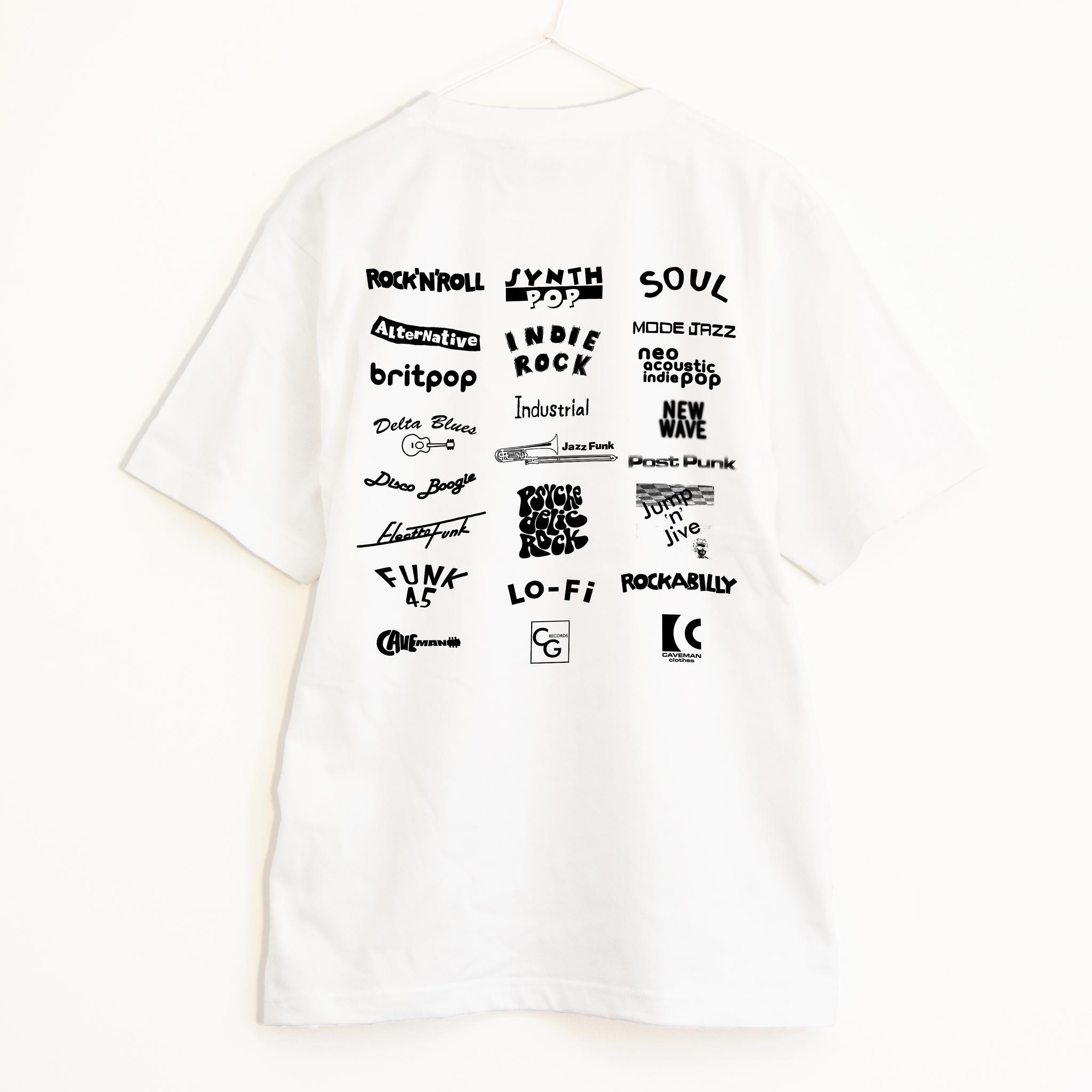 色々な音楽ジャンルをプリントした音楽系Tシャツ プレミアム生地【ホワイト】やや厚め生地のハイグレード半袖クルーネック | 3枚目