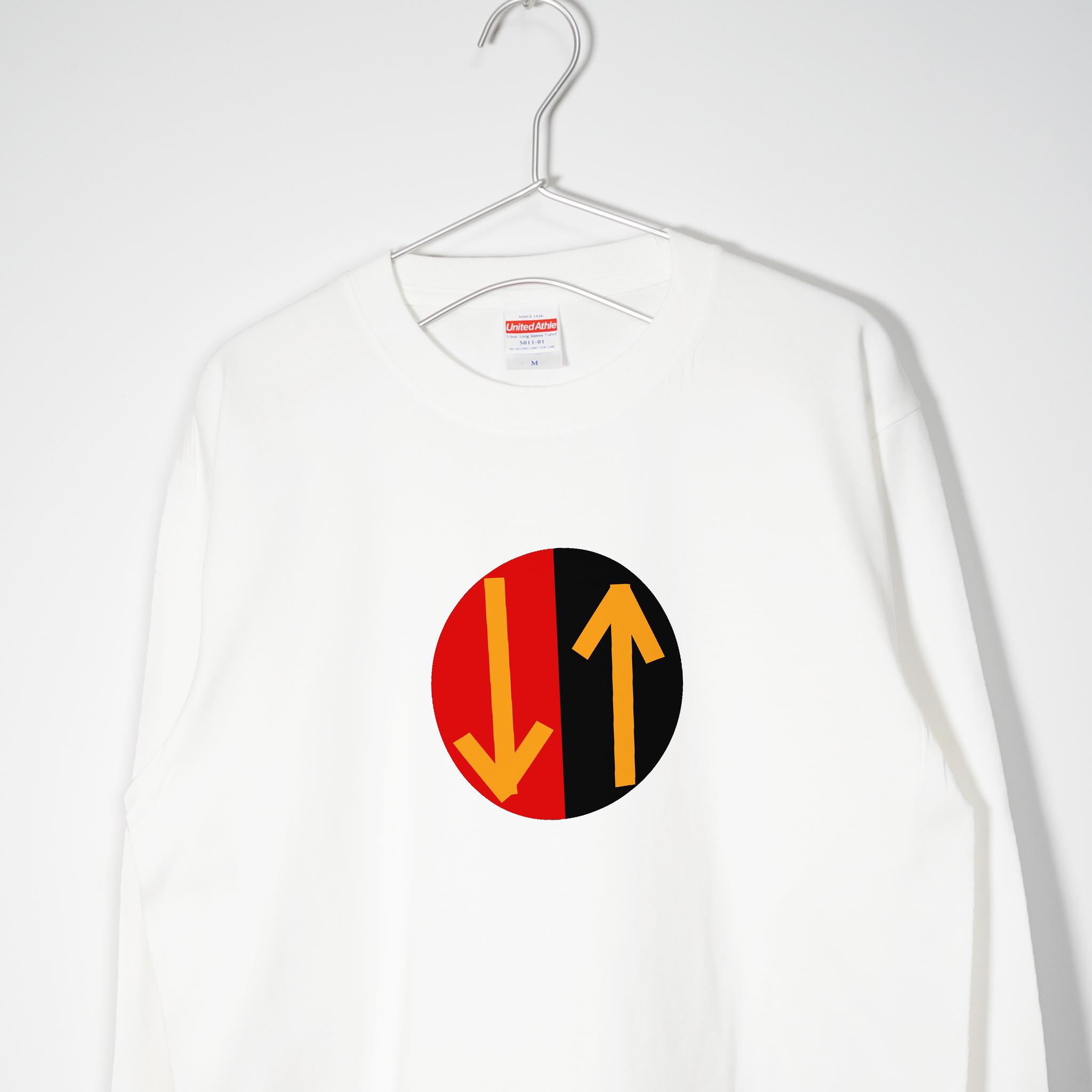 60年代モッズ風 矢印ロゴデザイン 【ホワイト】 ロンT 長袖クルーネック リブ袖 ビッグサイズもあり1枚目の画像