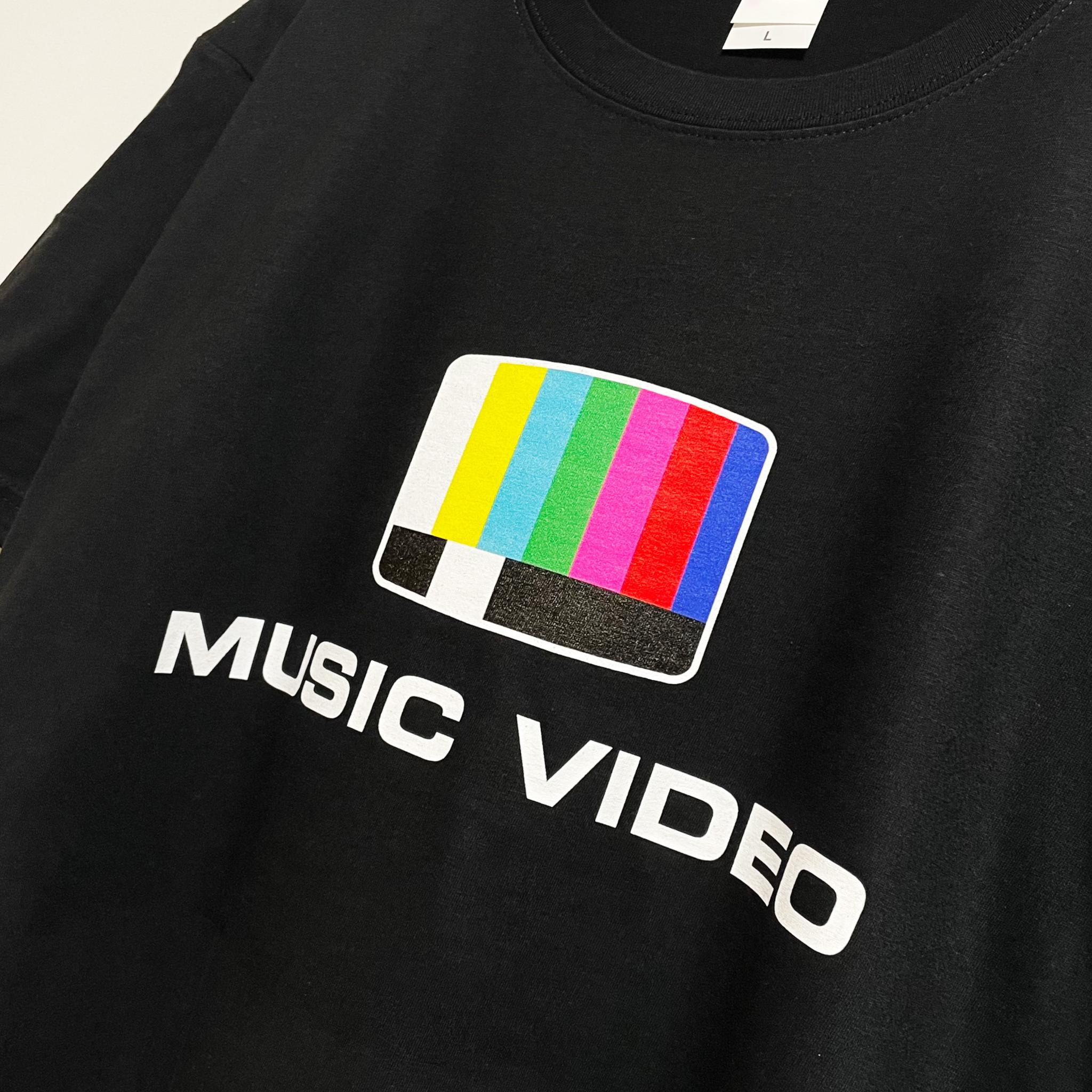 ミュージックビデオをデザイン 音楽系Tシャツ ロンT 【ブラック】 長袖クルーネック リブ袖 ビッグサイズもあり | 4枚目