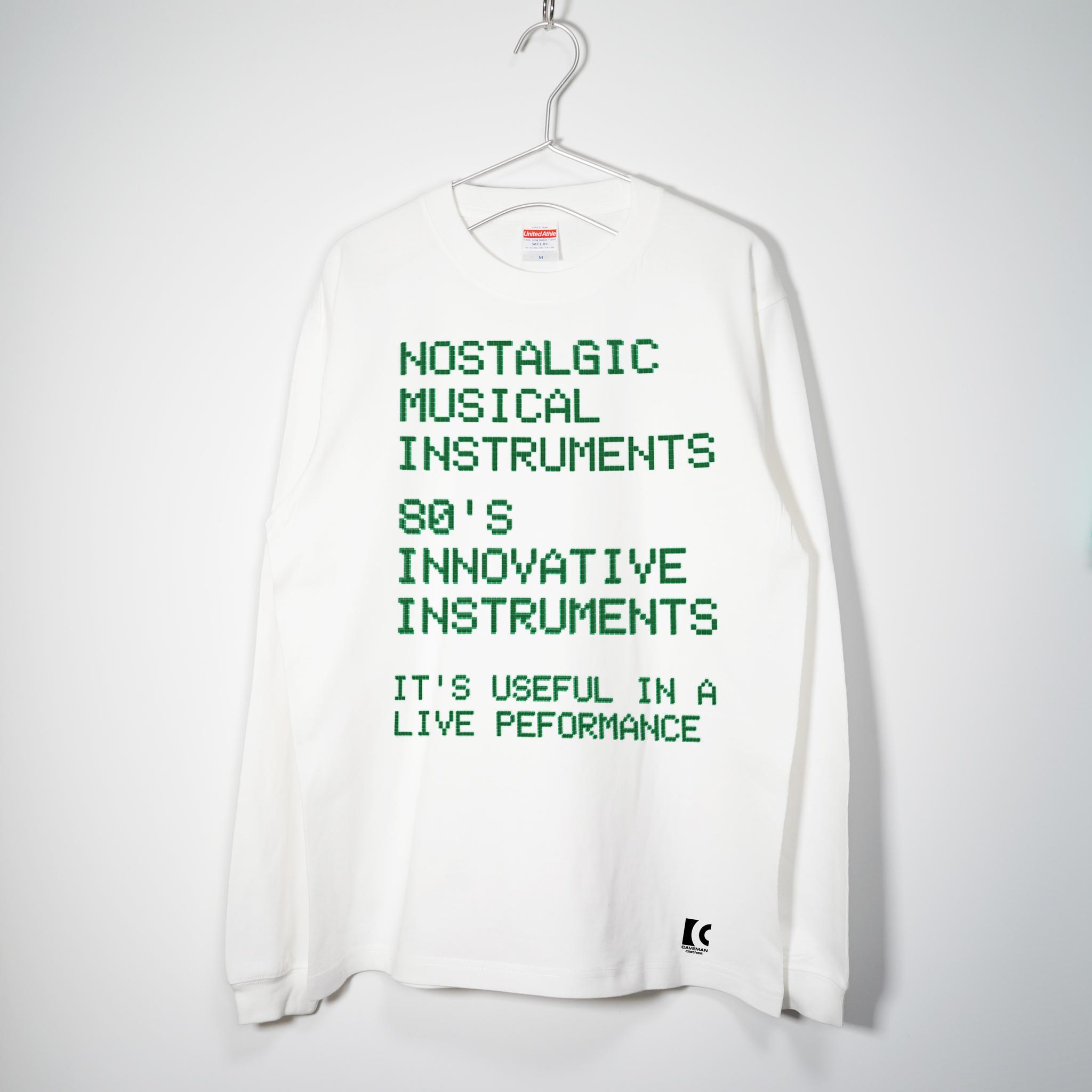 ショルダーキーボードがテーマのサイバーな音楽系Tシャツ ロンT 【ホワイト】 長袖クルーネック リブ袖 ビッグサイズあり | 2枚目