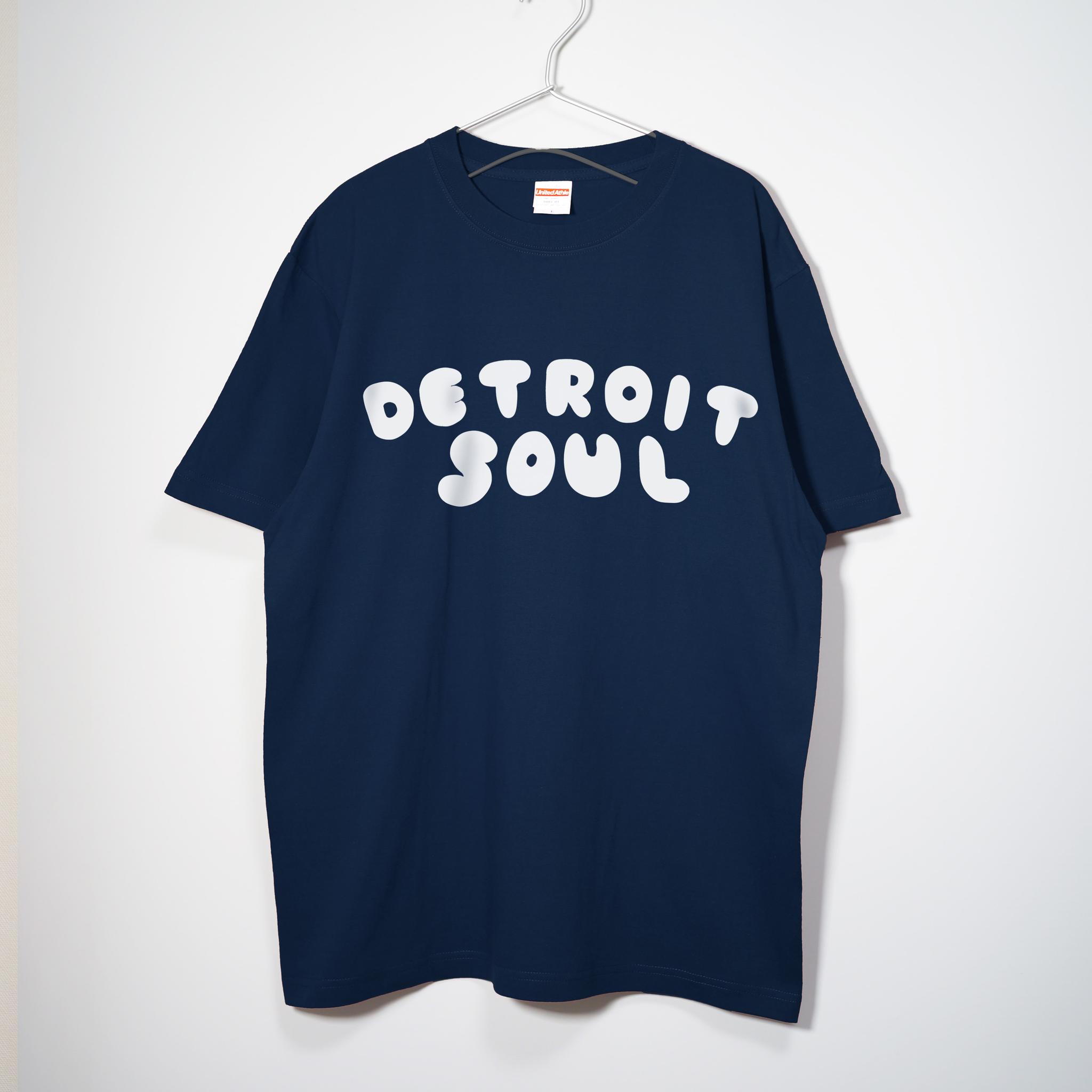 ソウルミュージックのサブジャンル デトロイトソウルの音楽系Tシャツ 【ネイビー】スタンダードな中厚生地 半袖クルーネック | 1枚目