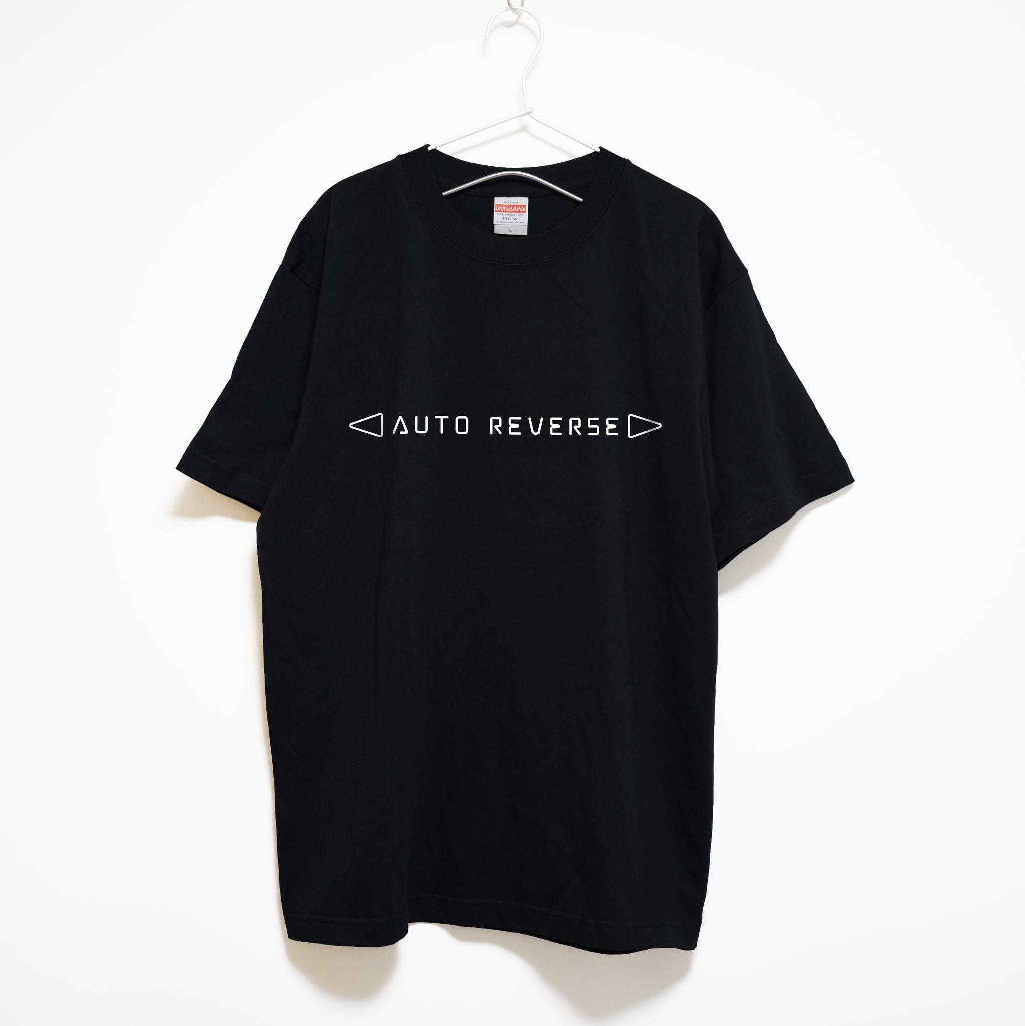 懐かしのカセットテープ オートリバースの音楽系Tシャツ プレミアム生地【ブラック】やや厚めのハイグレード半袖クルーネック | 2枚目