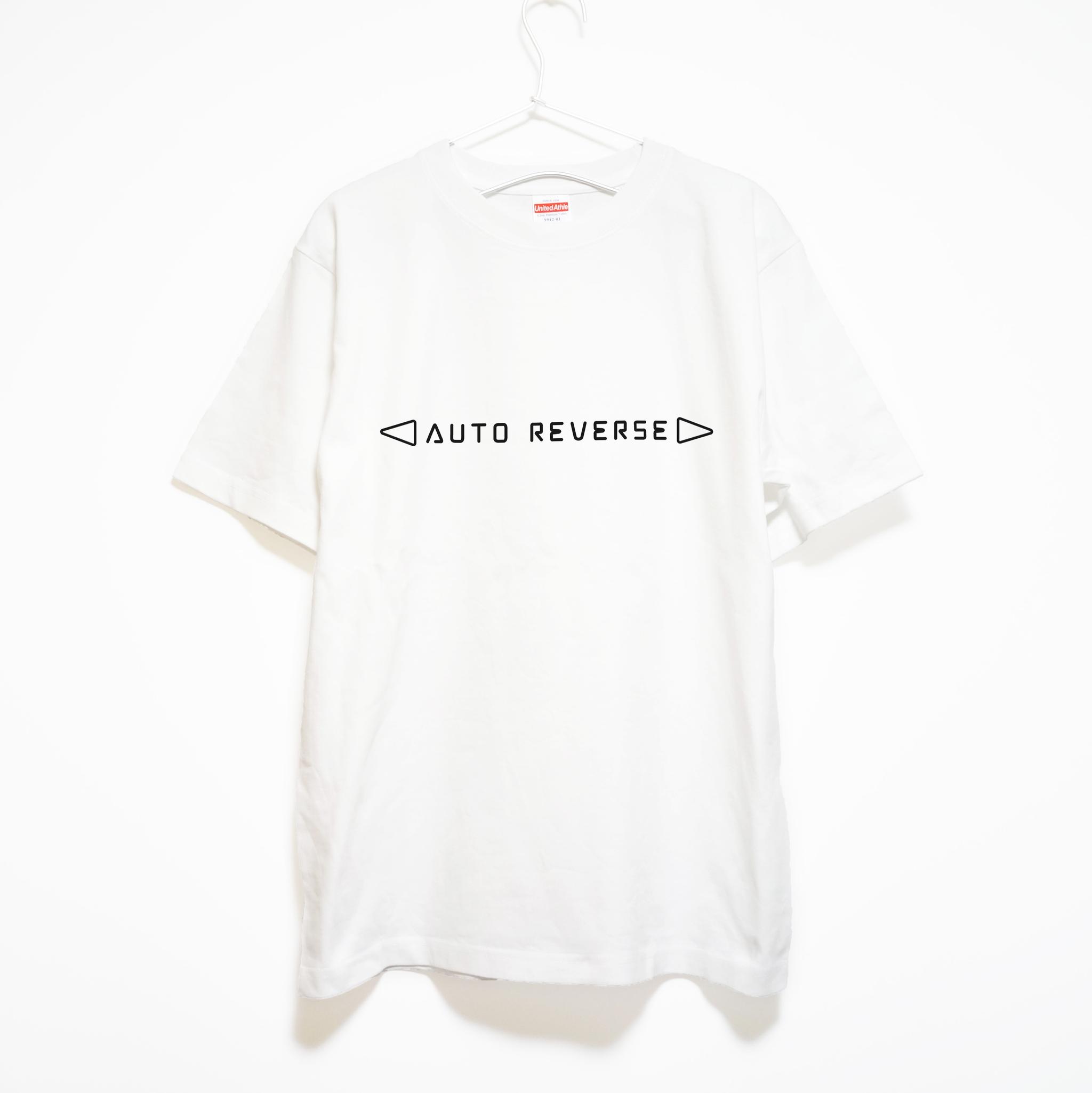 懐かしのカセットテープ オートリバースの音楽系Tシャツ プレミアム生地【ホワイト】やや厚めのハイグレード半袖クルーネック | 2枚目