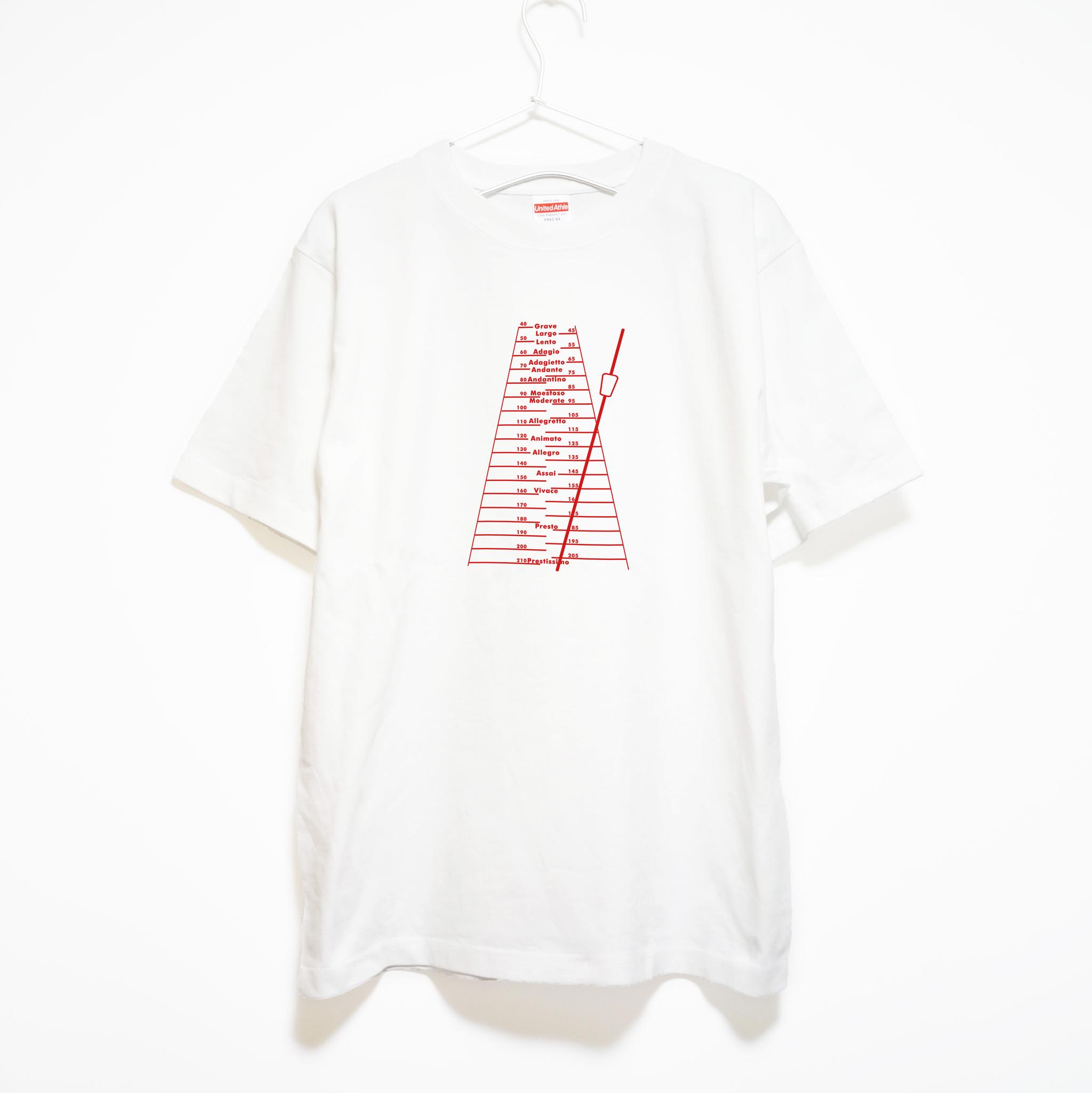 おしゃれなメトロノームのデザイン 音楽系Tシャツ プレミアム生地【ホワイト】やや厚め生地 半袖クルーネック | 2枚目