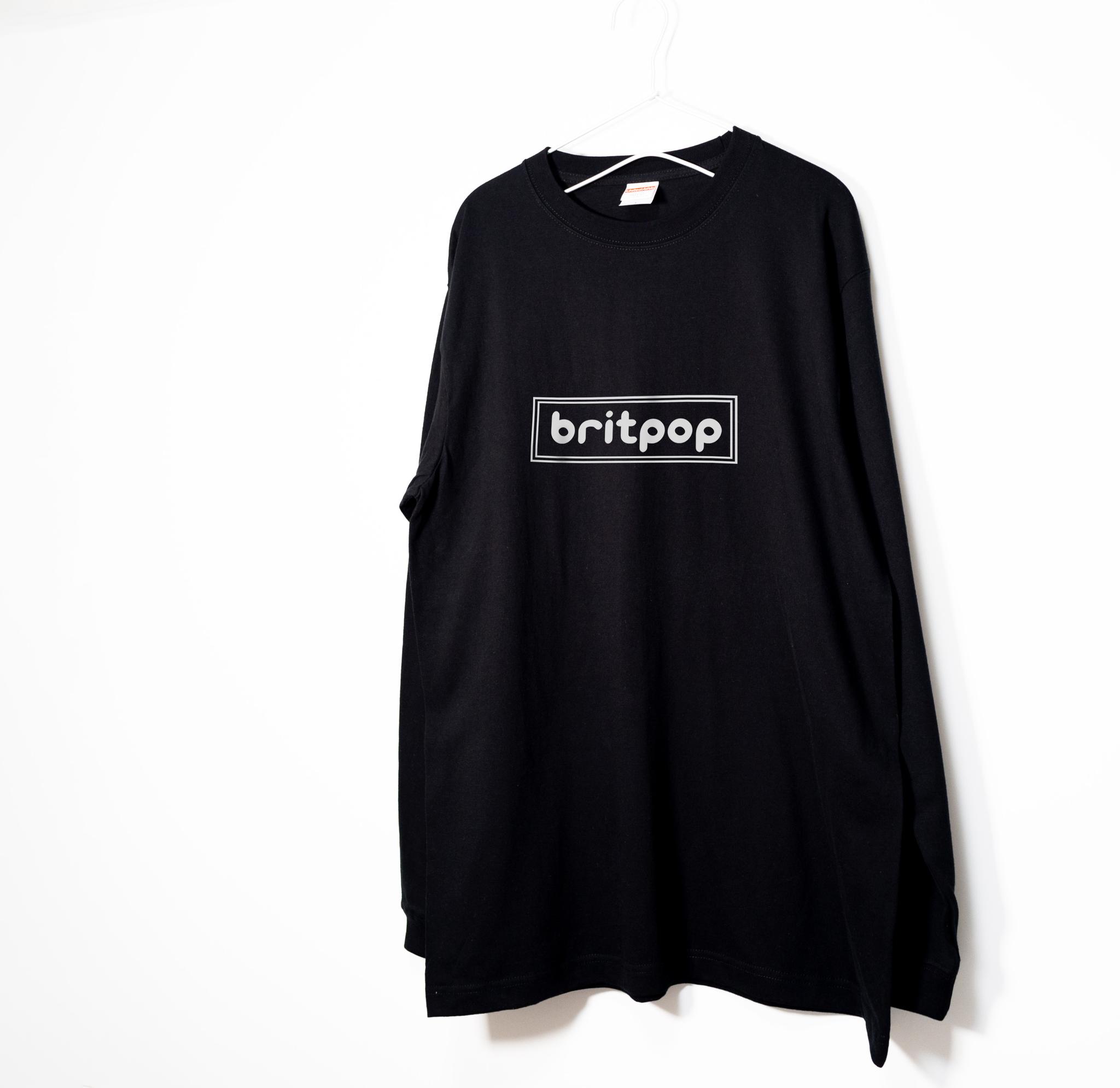 ブリットポップをデザインした英国音楽系ロンT 【ブラック】 長袖クルーネック リブ袖 ビッグサイズもあり1枚目の画像