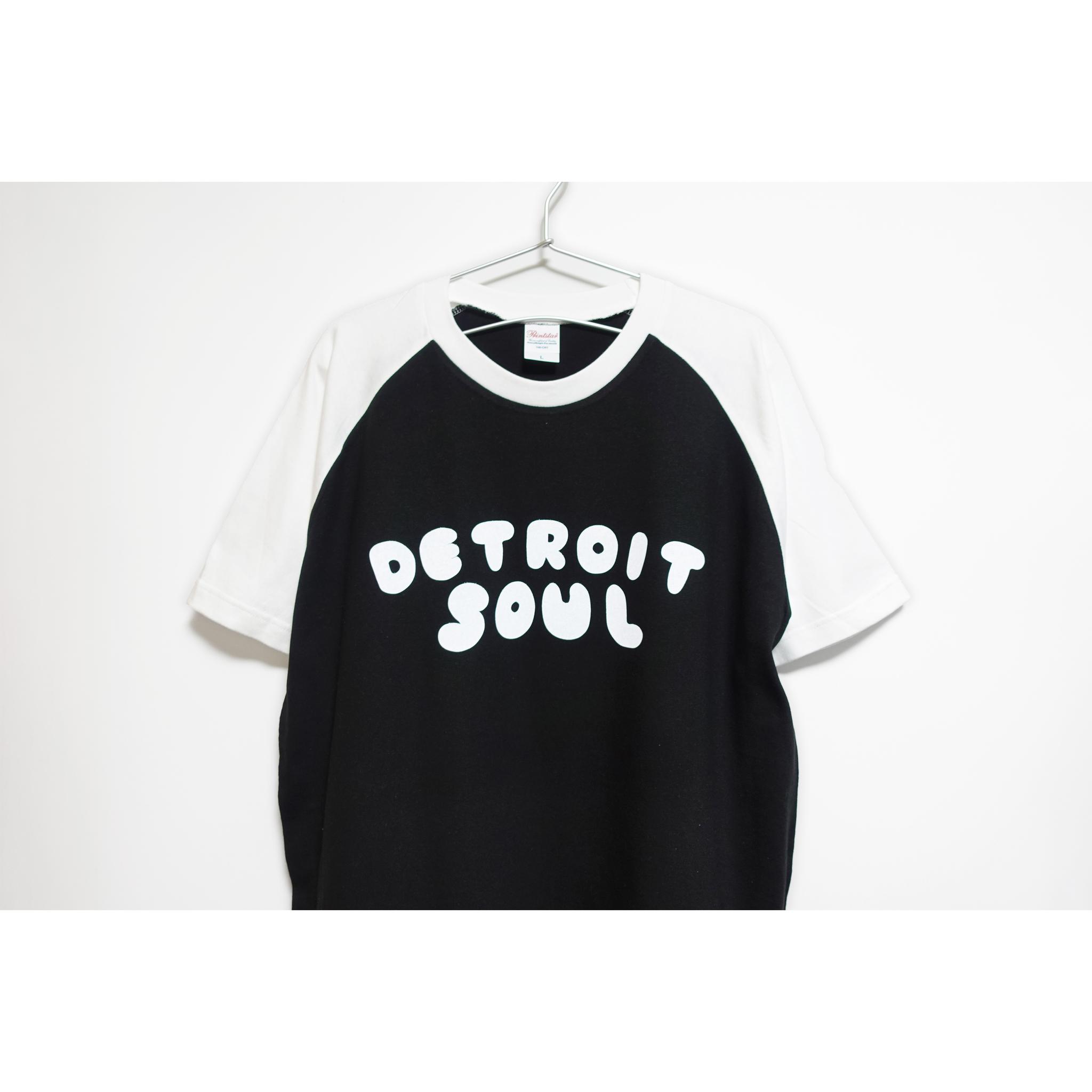 ソウルミュージック デトロイトソウルの音楽系ラグランTシャツ 【ブラック/ホワイト】中厚生地 半袖クルーネック | 1枚目