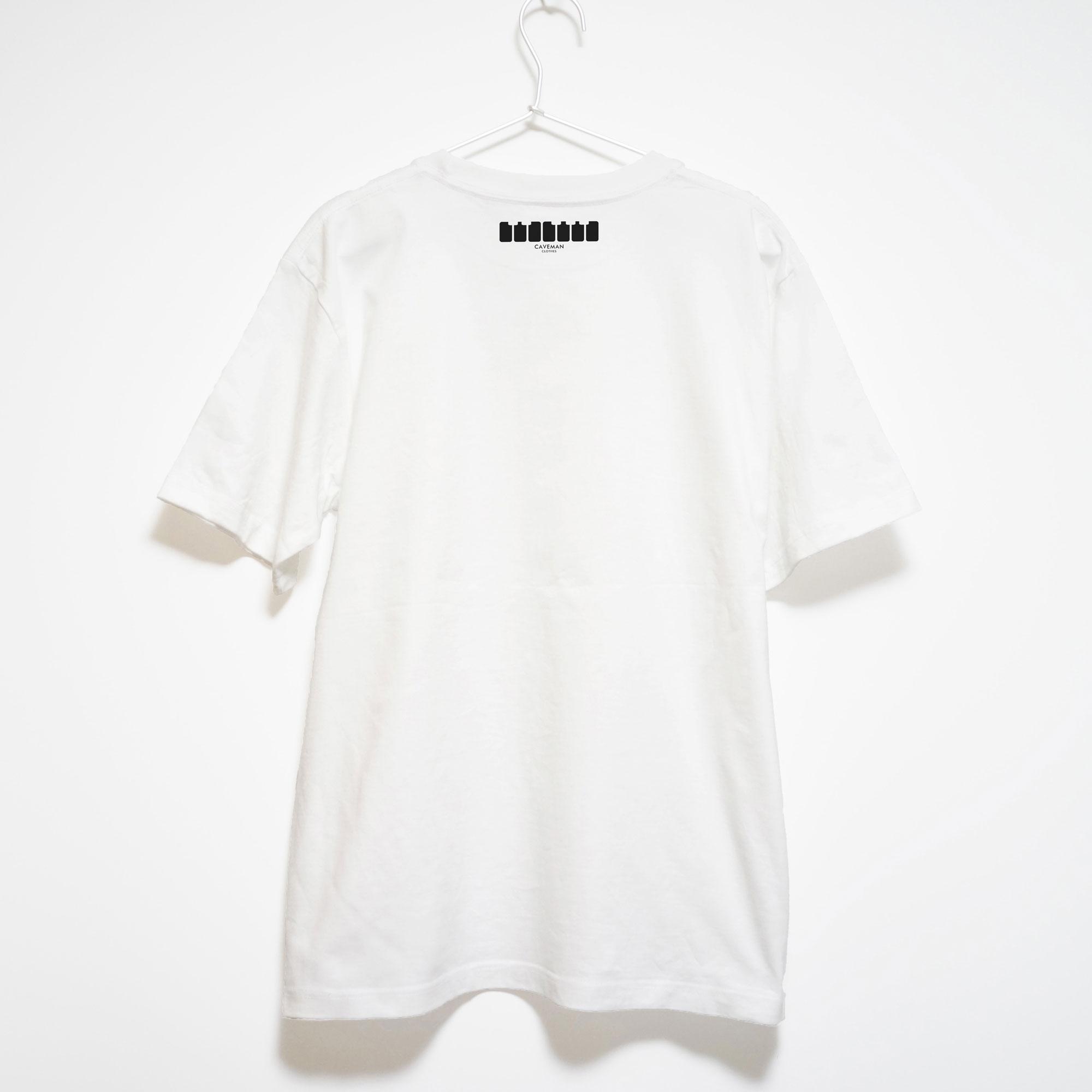 鍵盤柄のワンポイントボーダーがおしゃれな音楽系Tシャツ プレミアム生地【ホワイト】やや厚め生地 半袖クルーネック | 3枚目