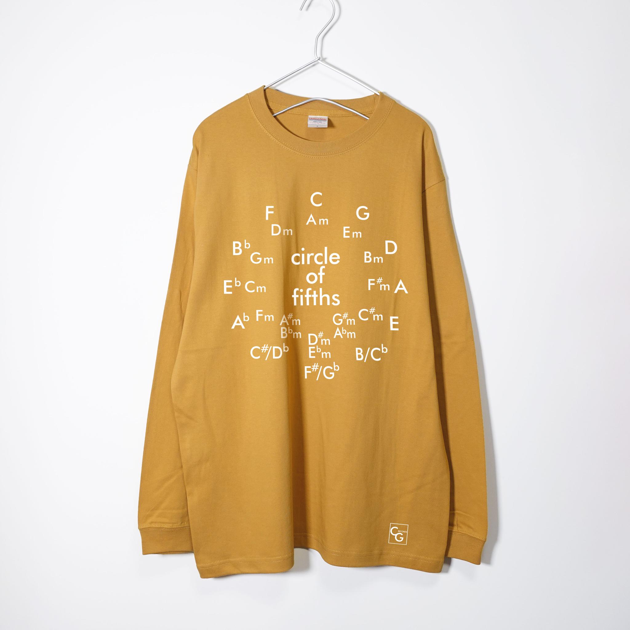 ※期間限定※ 音楽理論系ロンT サークル・オブ・フィフス 【ヘイジ―イエロー】 長袖クルーネック リブ袖 ビッグサイズ有 | 2枚目